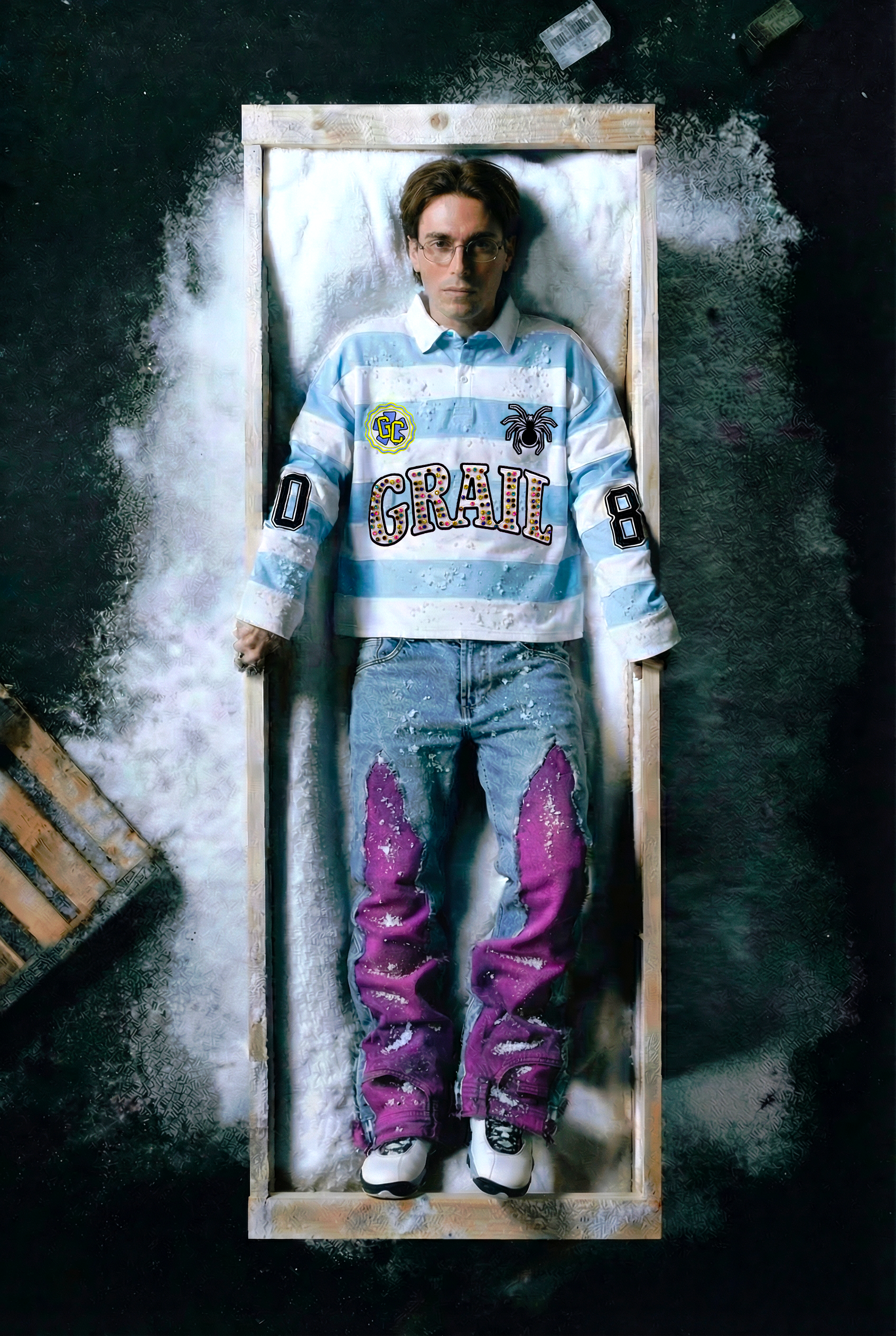 PURPLE ACID WASH ULTRA RIPPED REVERSE DENIM