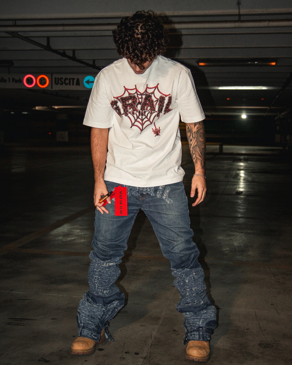 SPIDER SCRAWLED WHITE TEE