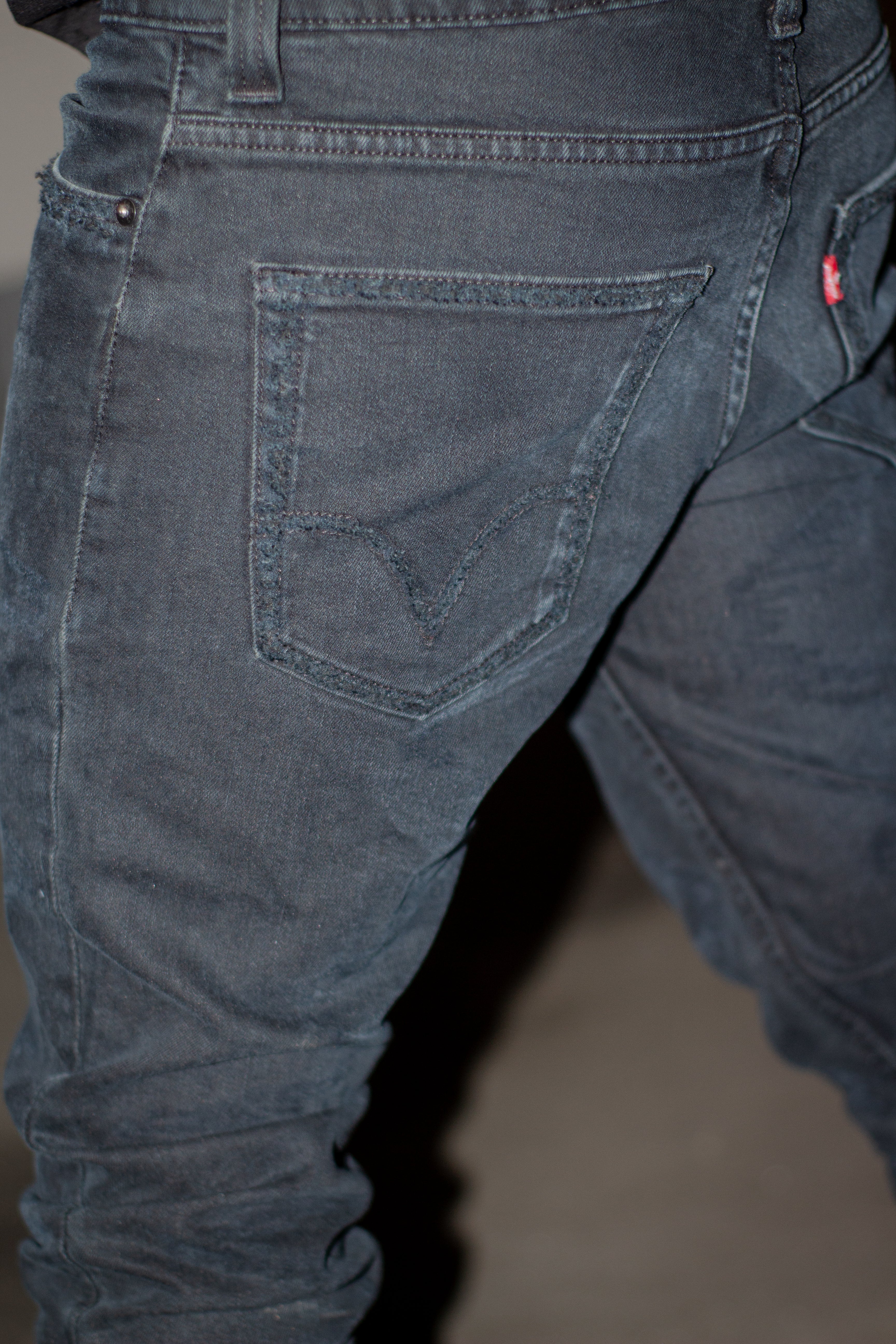 BLACK STACKED REVERSE DENIM