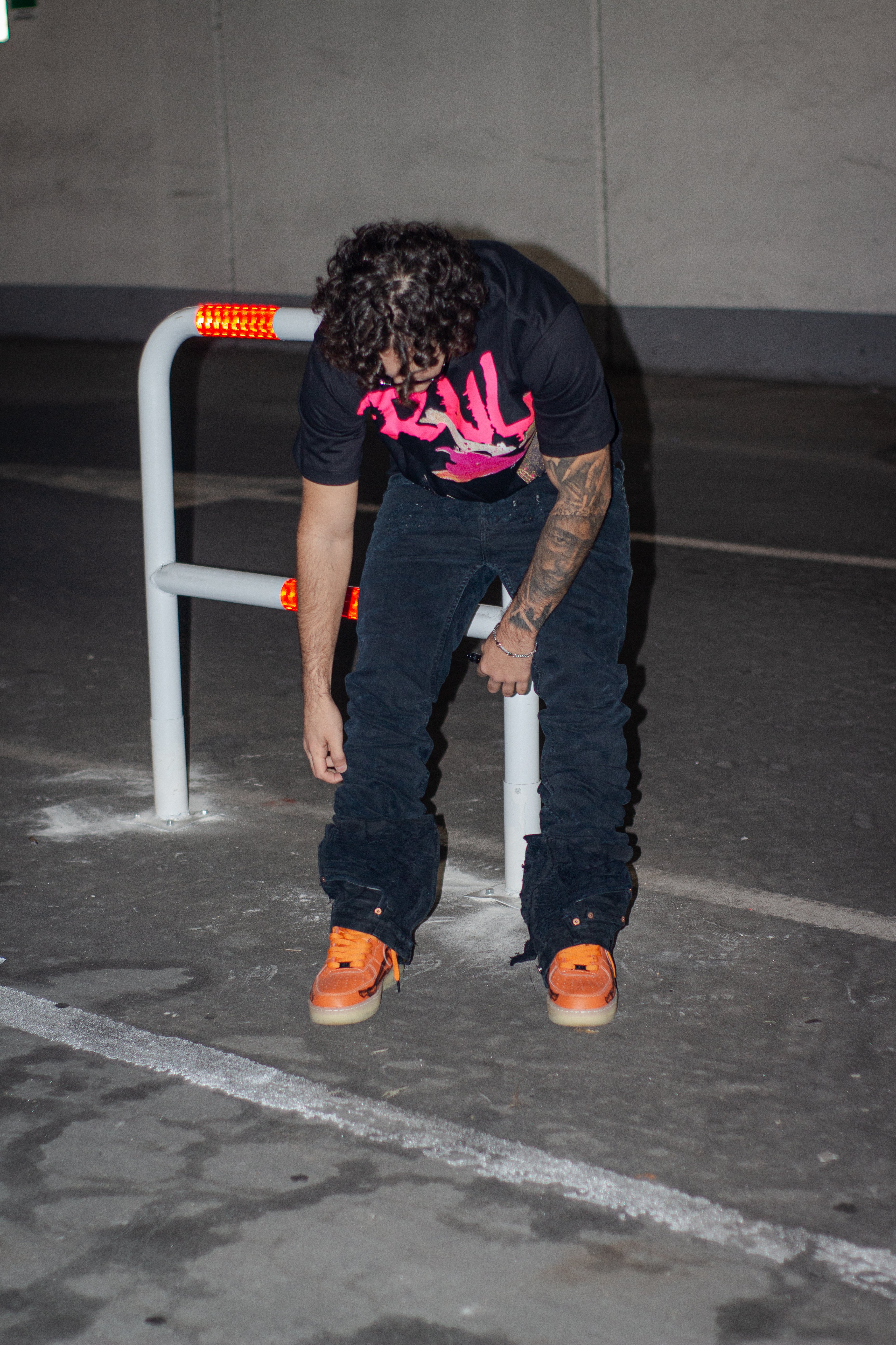 BLACK STACKED REVERSE DENIM