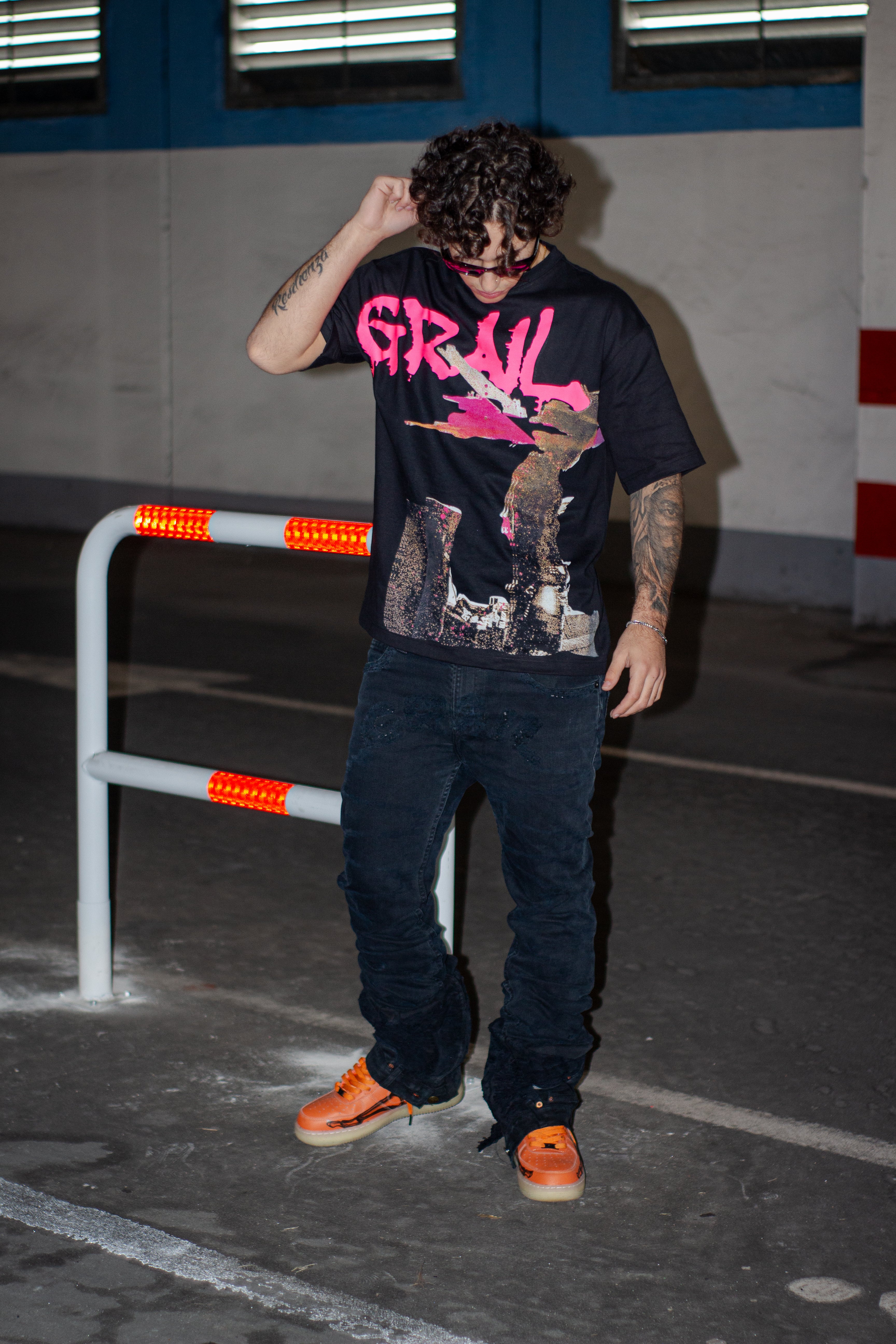 BLACK STACKED REVERSE DENIM