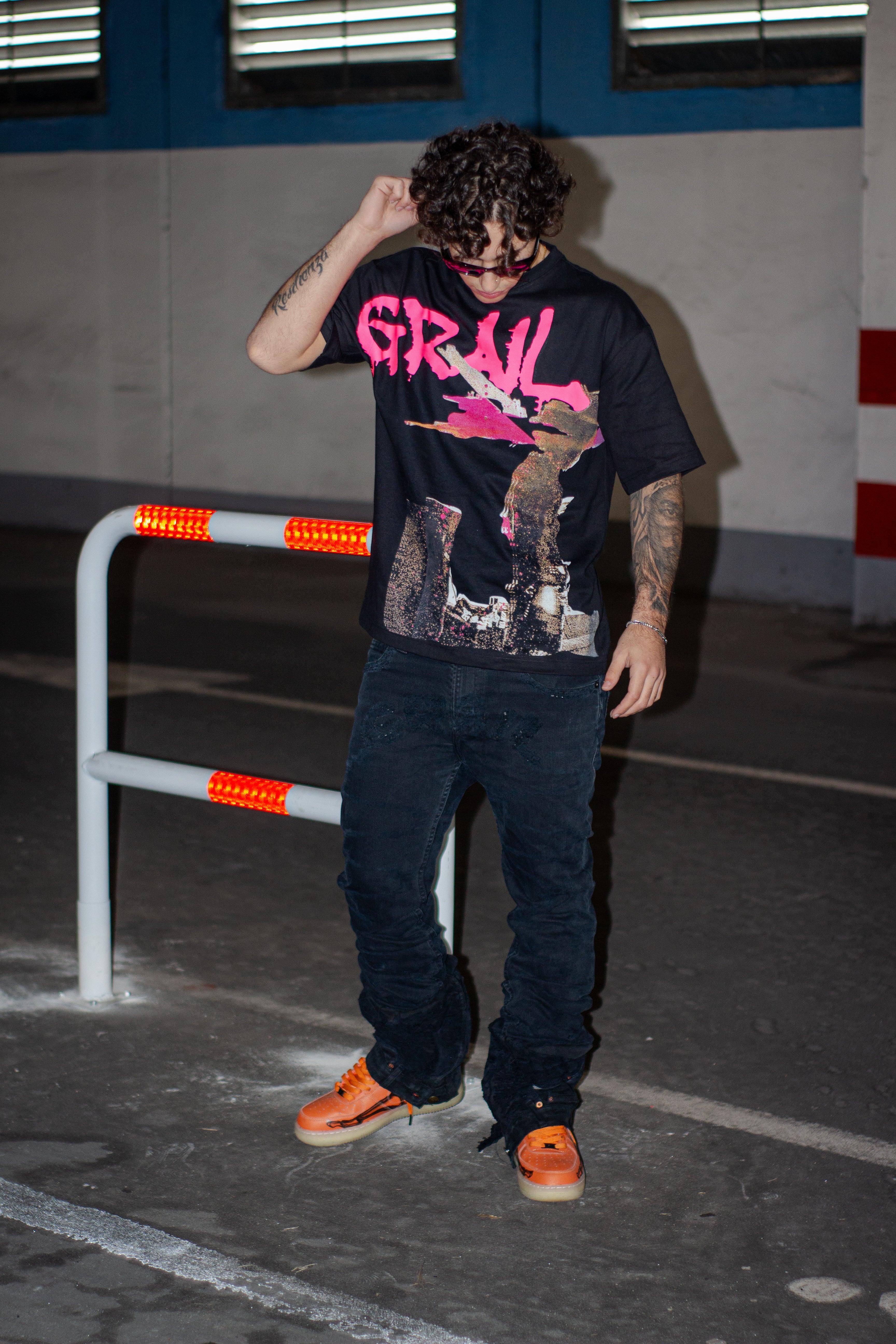 BLACK STACKED REVERSE DENIM