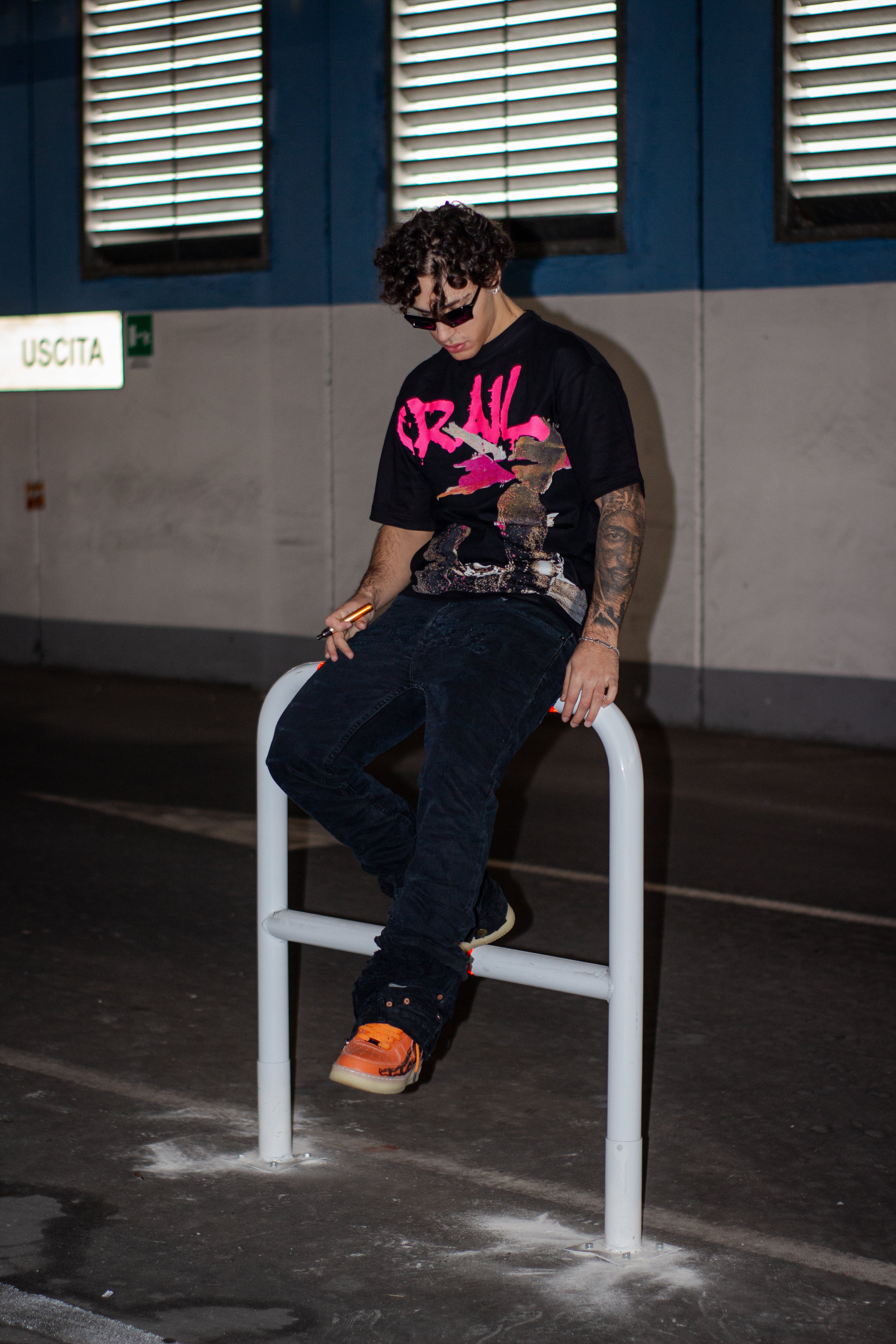 BLACK STACKED REVERSE DENIM