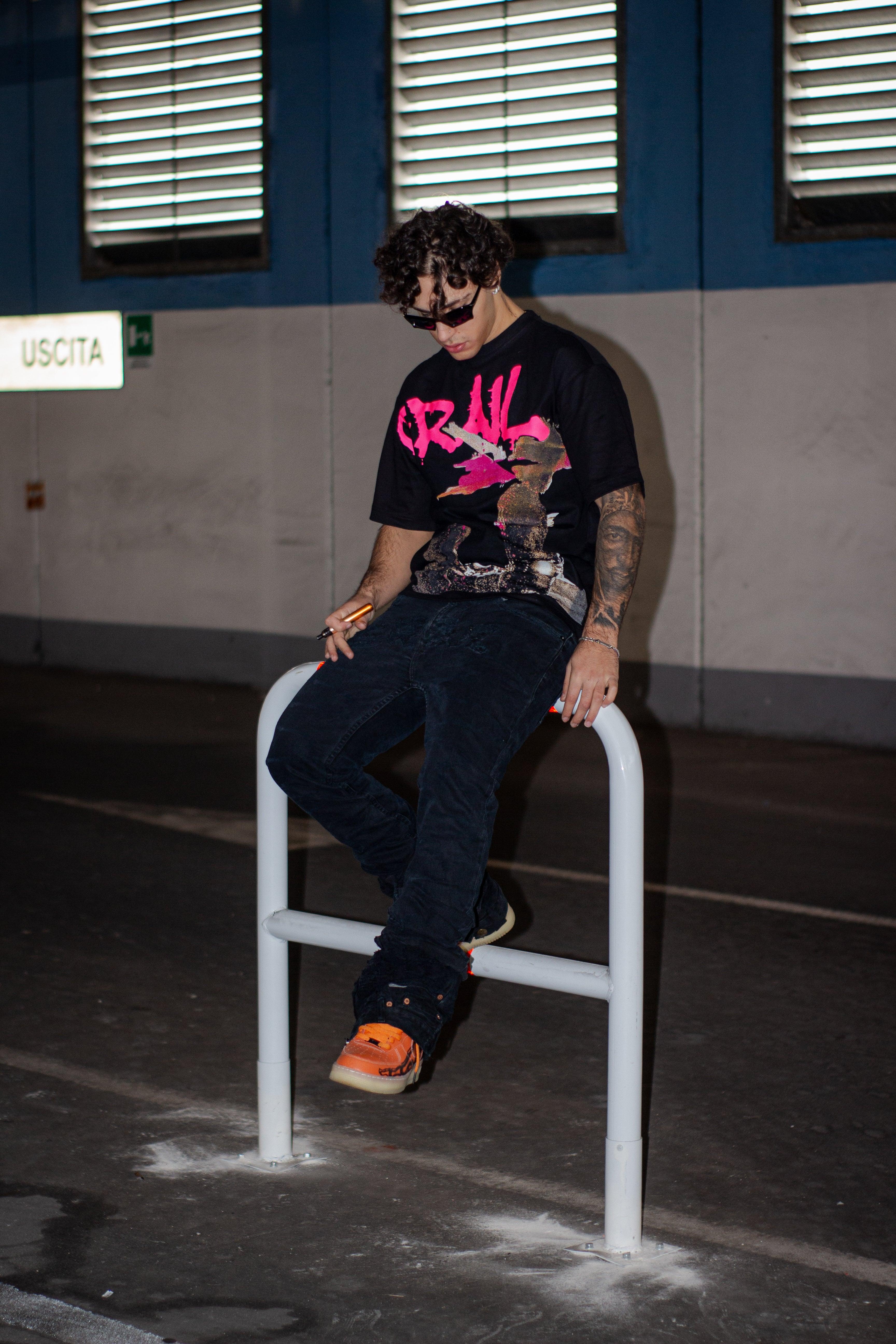 BLACK STACKED REVERSE DENIM