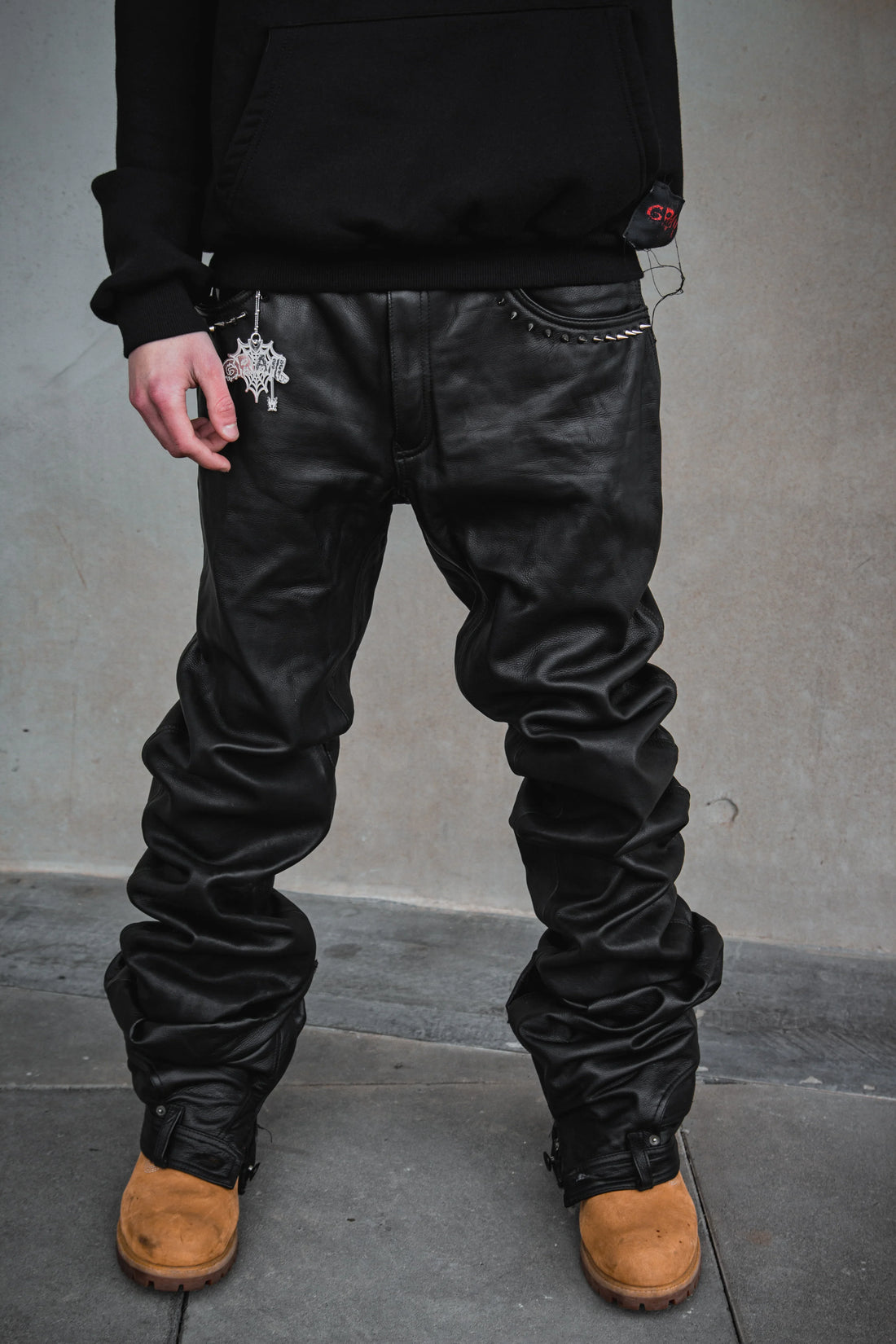OBSIDIAN BLACK REVERSE LEATHER ( BAGGY VERSION )