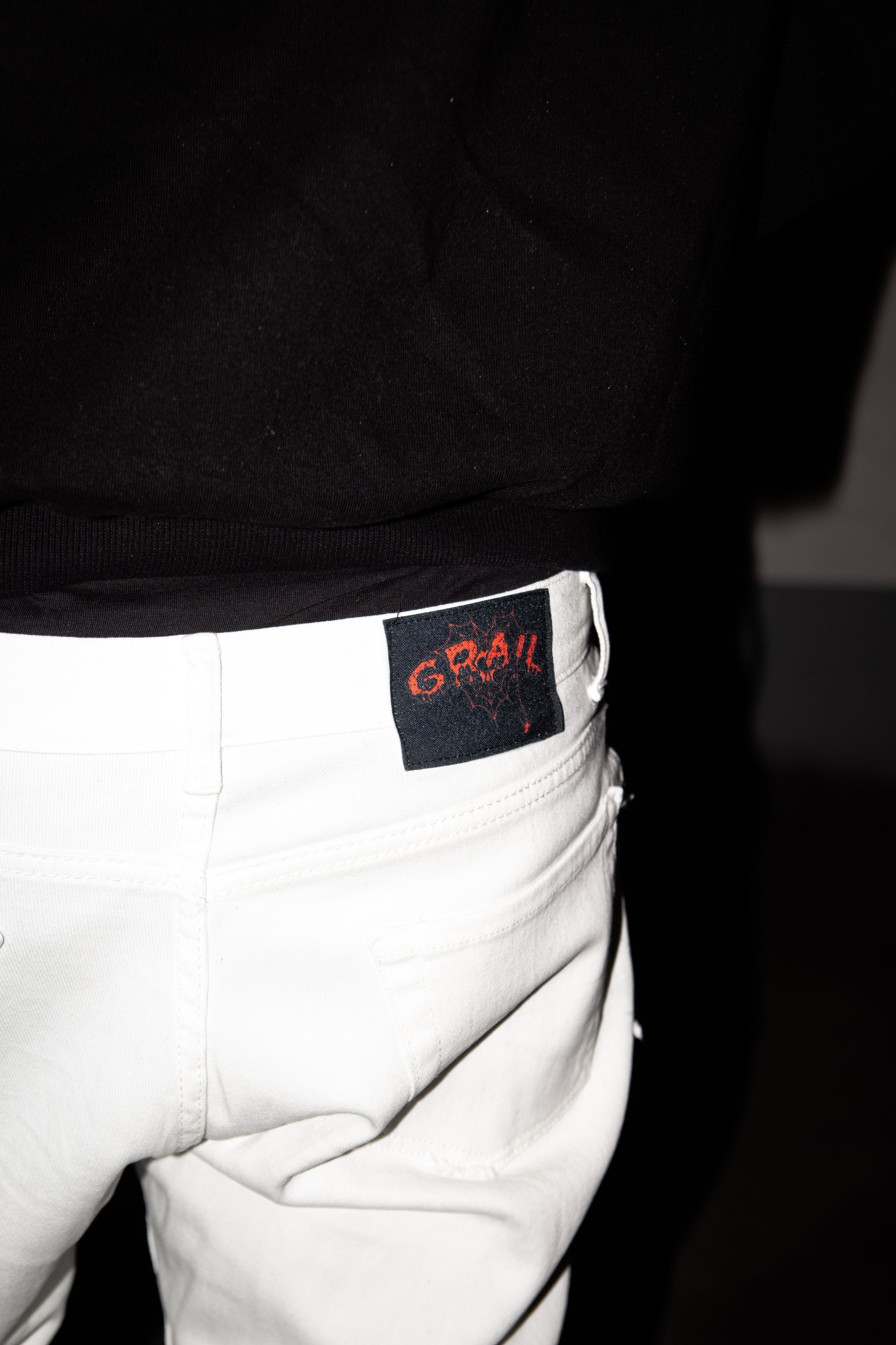 WHITE ULTRA STACKED REVERSE DENIM