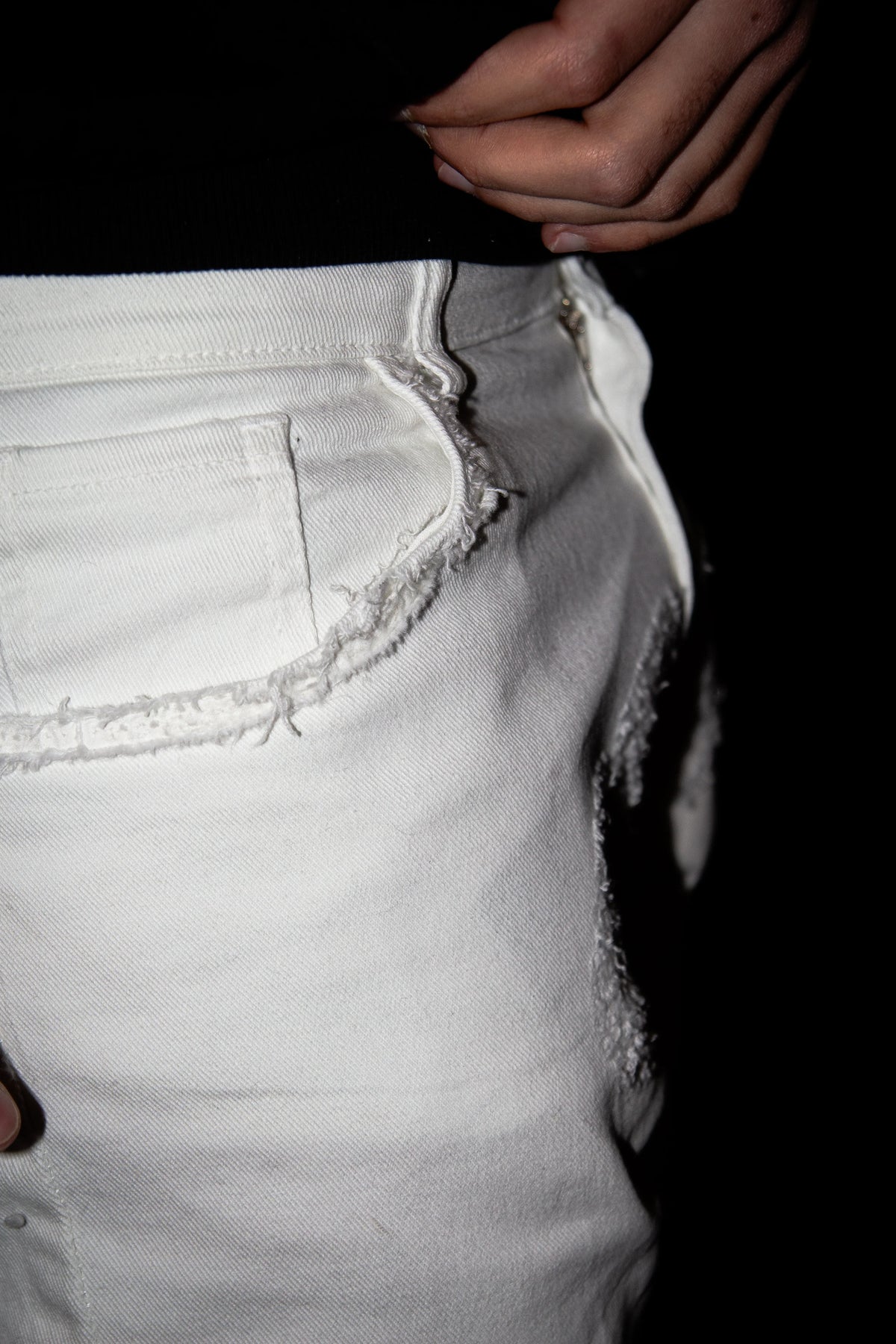 WHITE ULTRA STACKED REVERSE DENIM