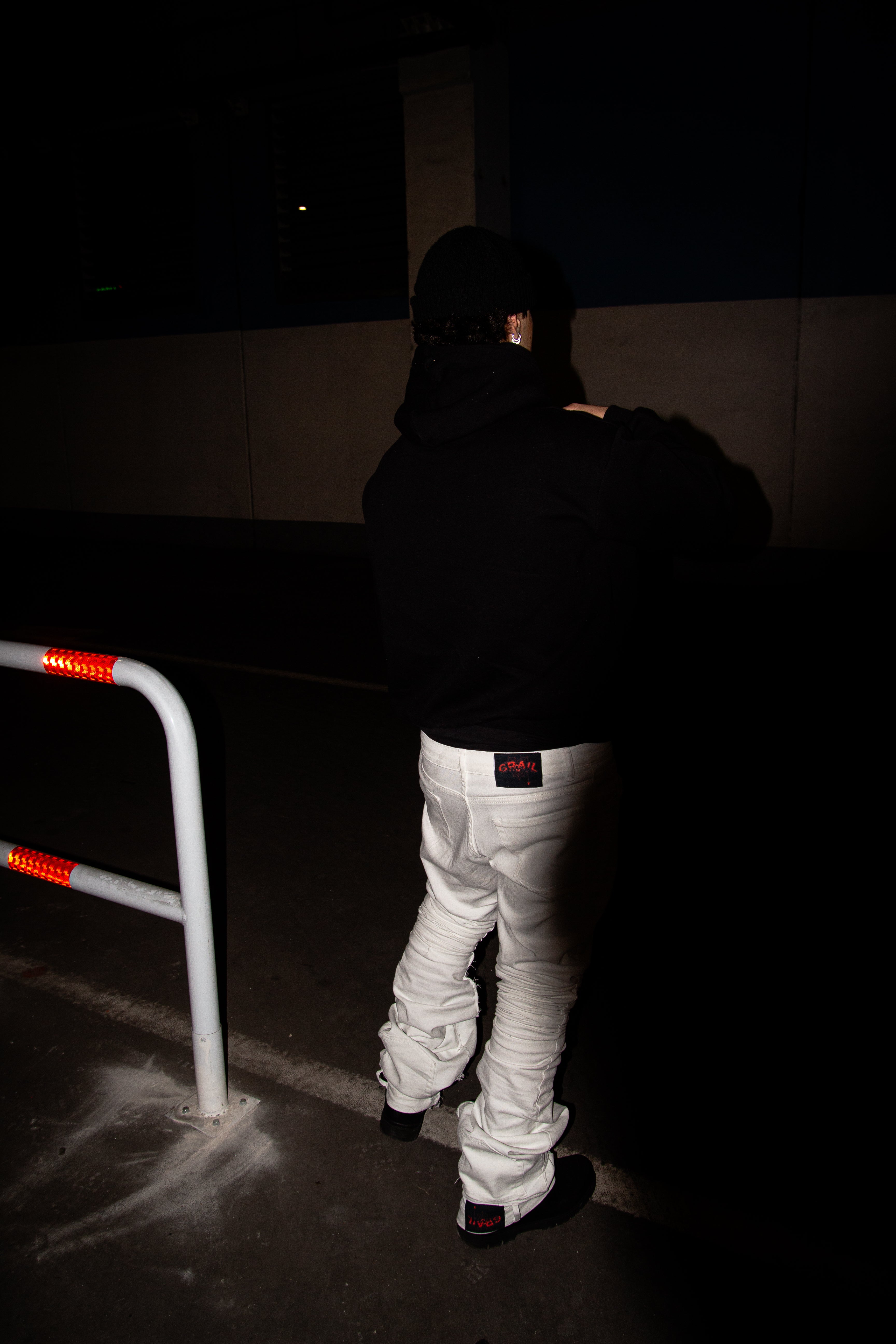 WHITE ULTRA STACKED REVERSE DENIM