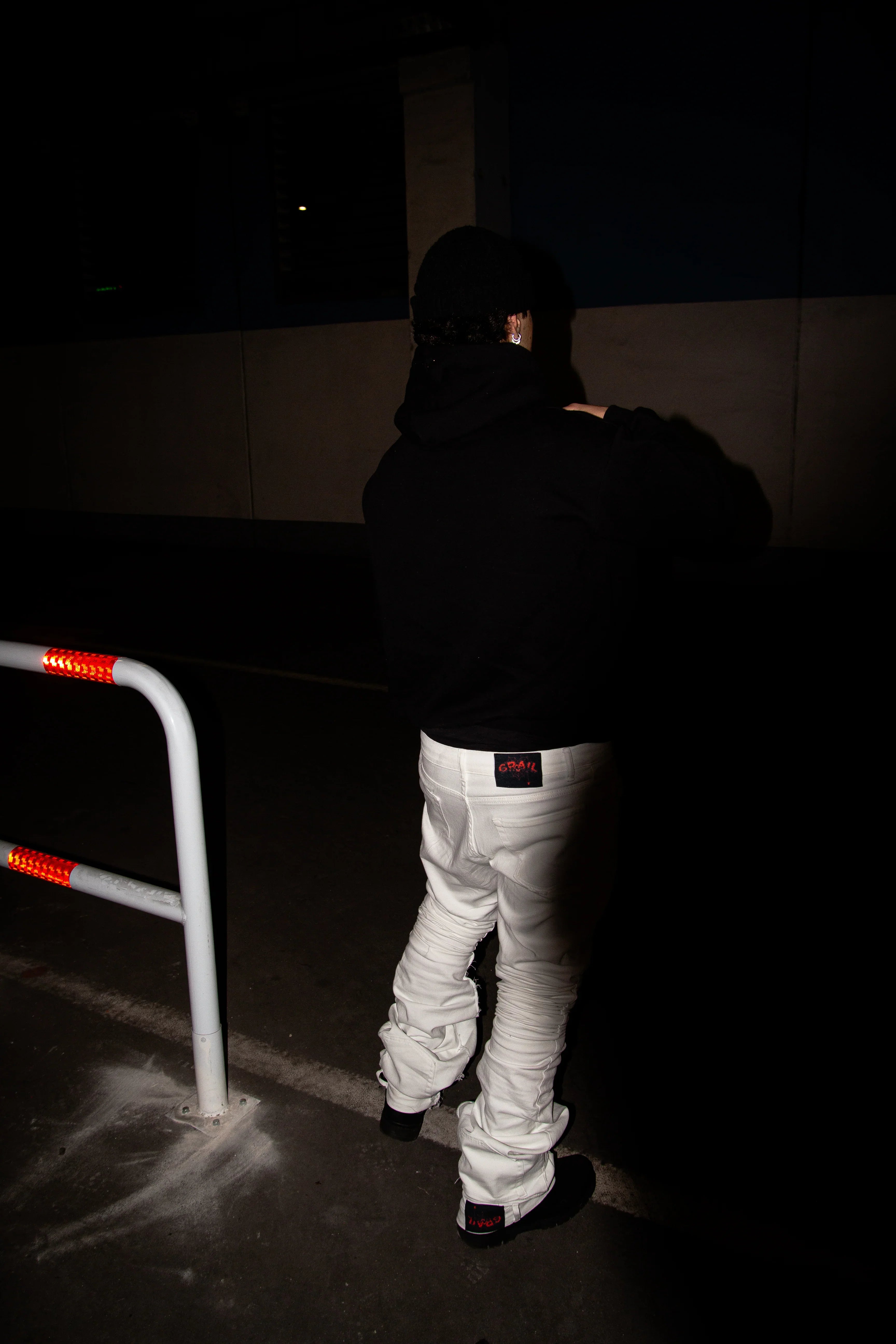 WHITE ULTRA STACKED REVERSE DENIM