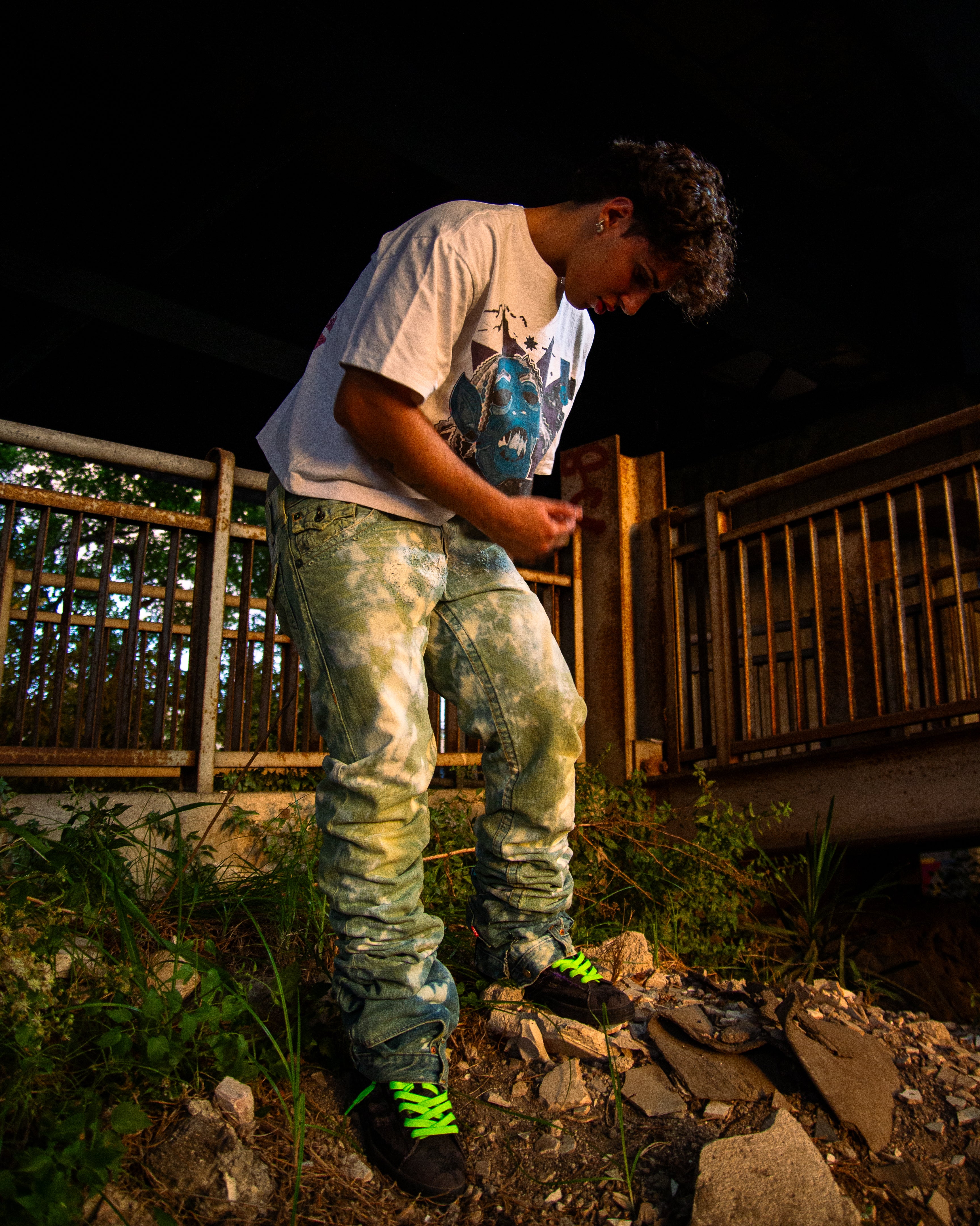 SLIME GREEN REVERSE DENIM