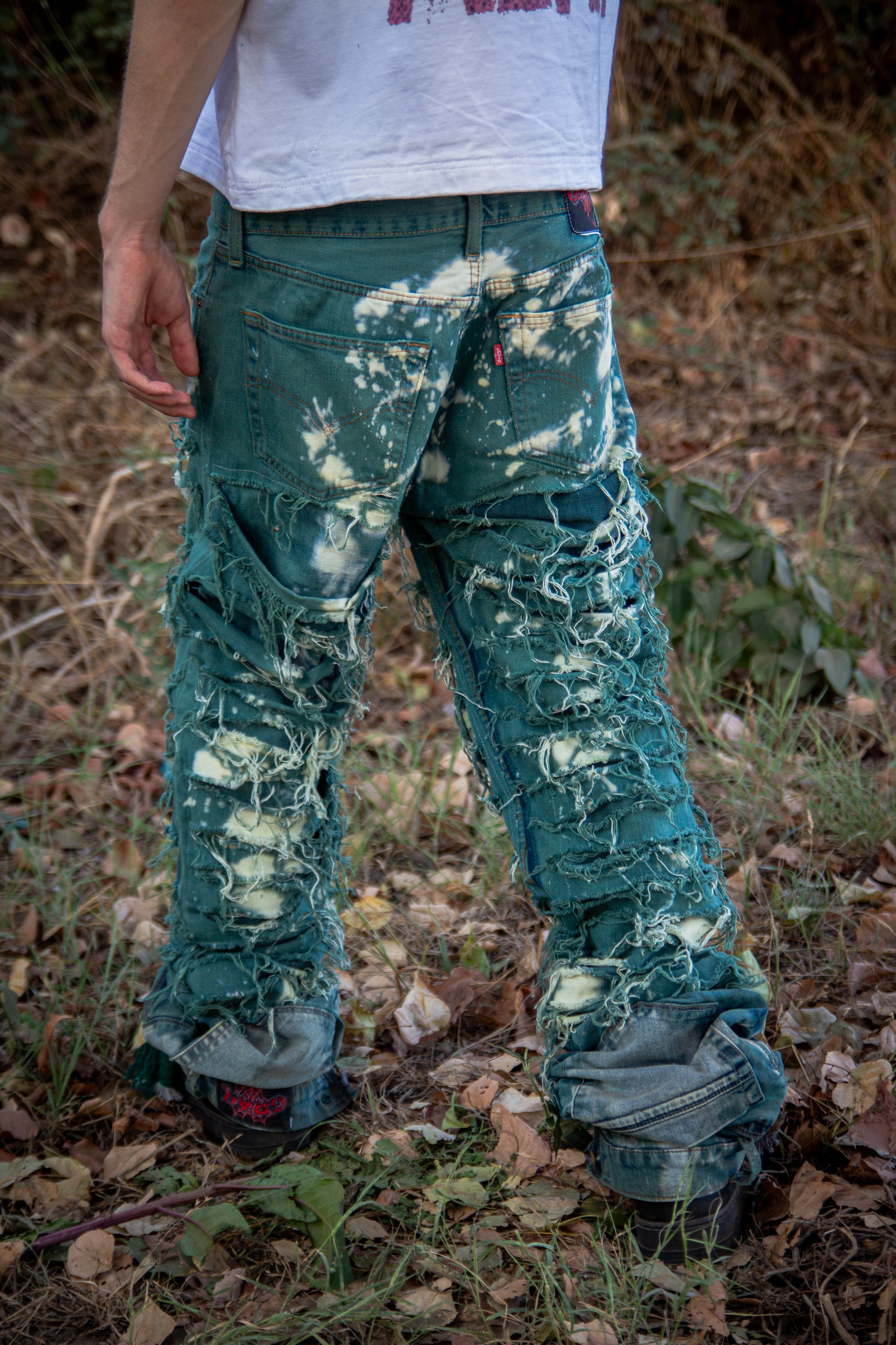 FOREST RIPPED STACKED REVERSE DENIM