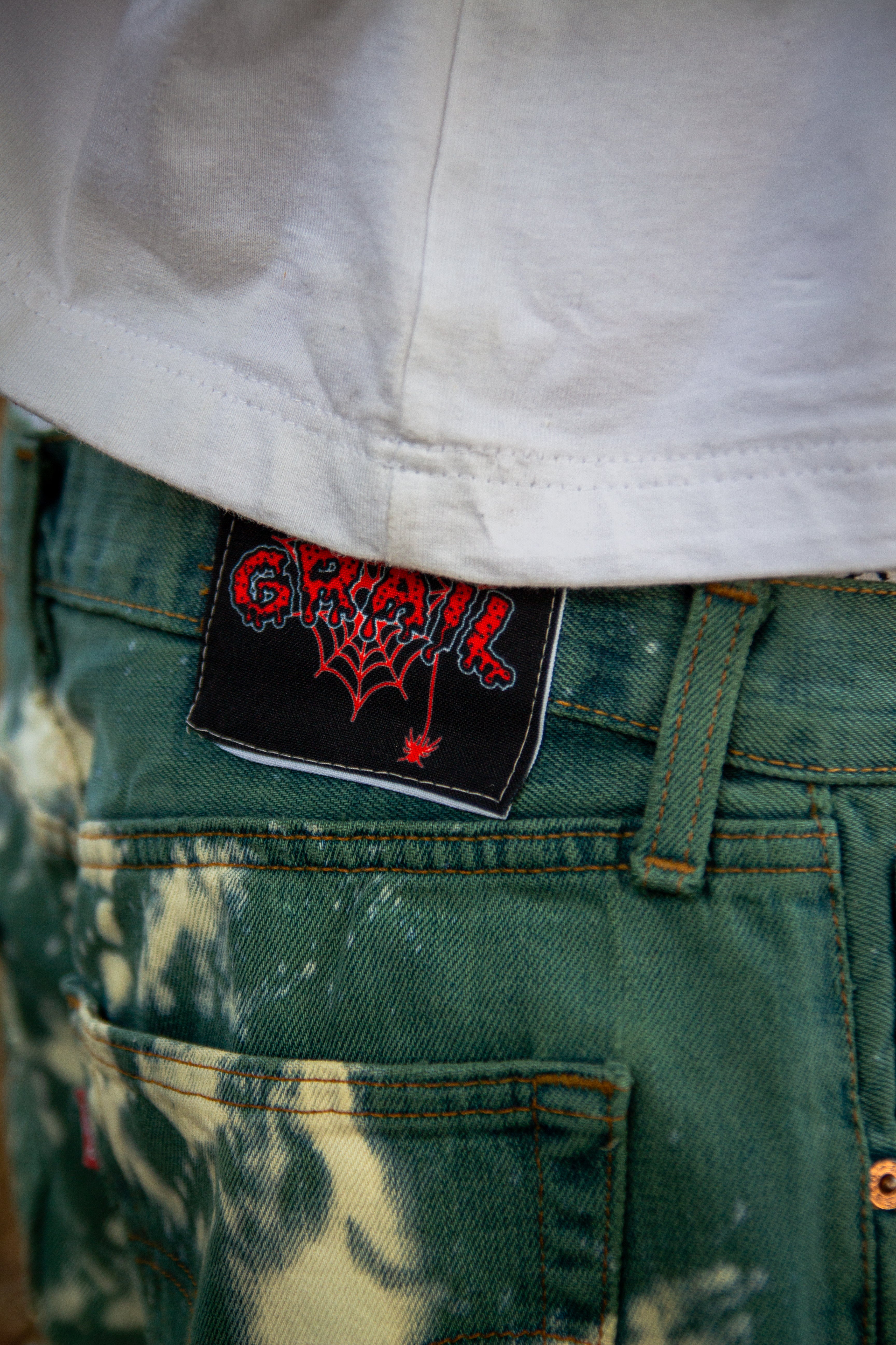 FOREST RIPPED STACKED REVERSE DENIM