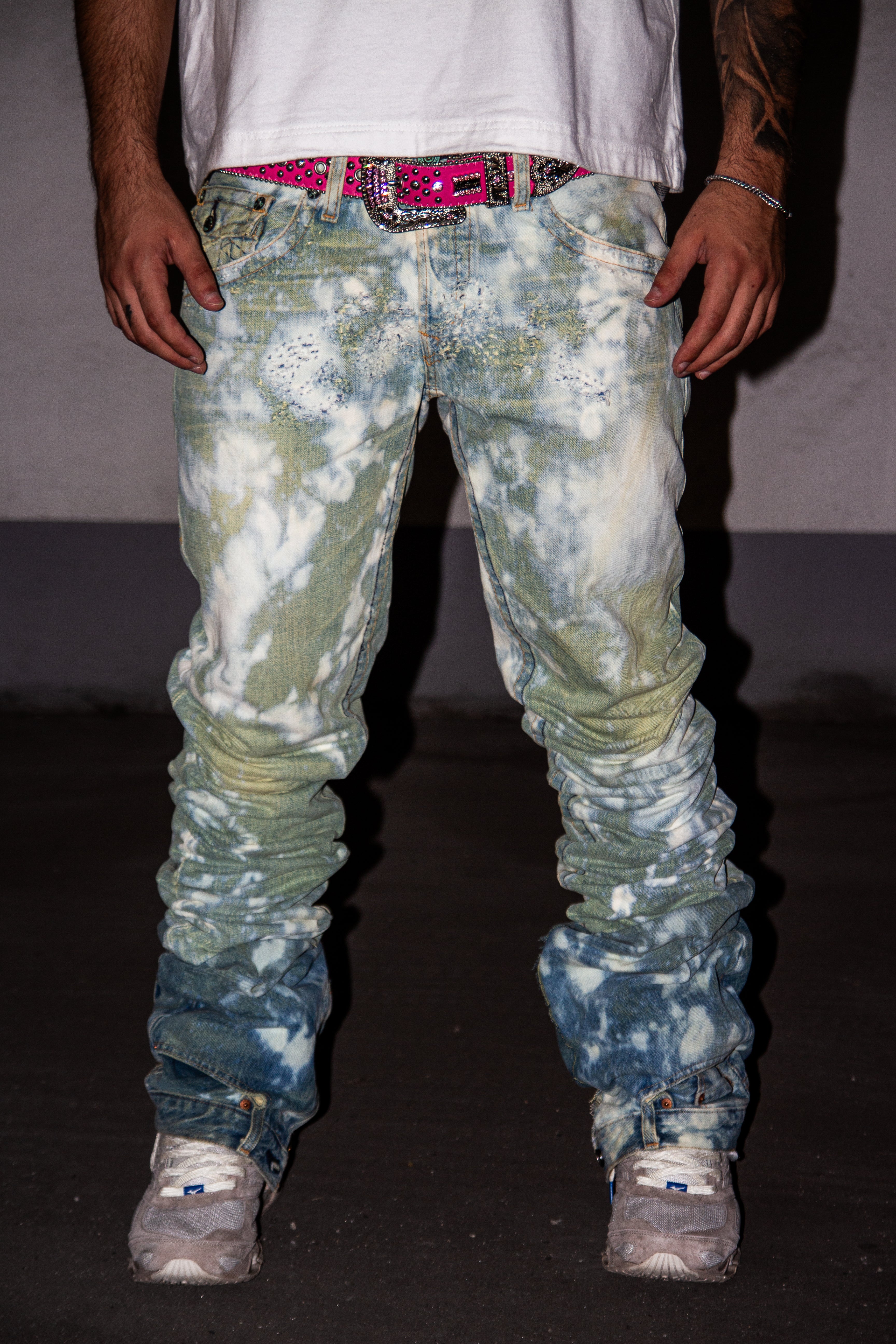 SLIME GREEN REVERSE DENIM