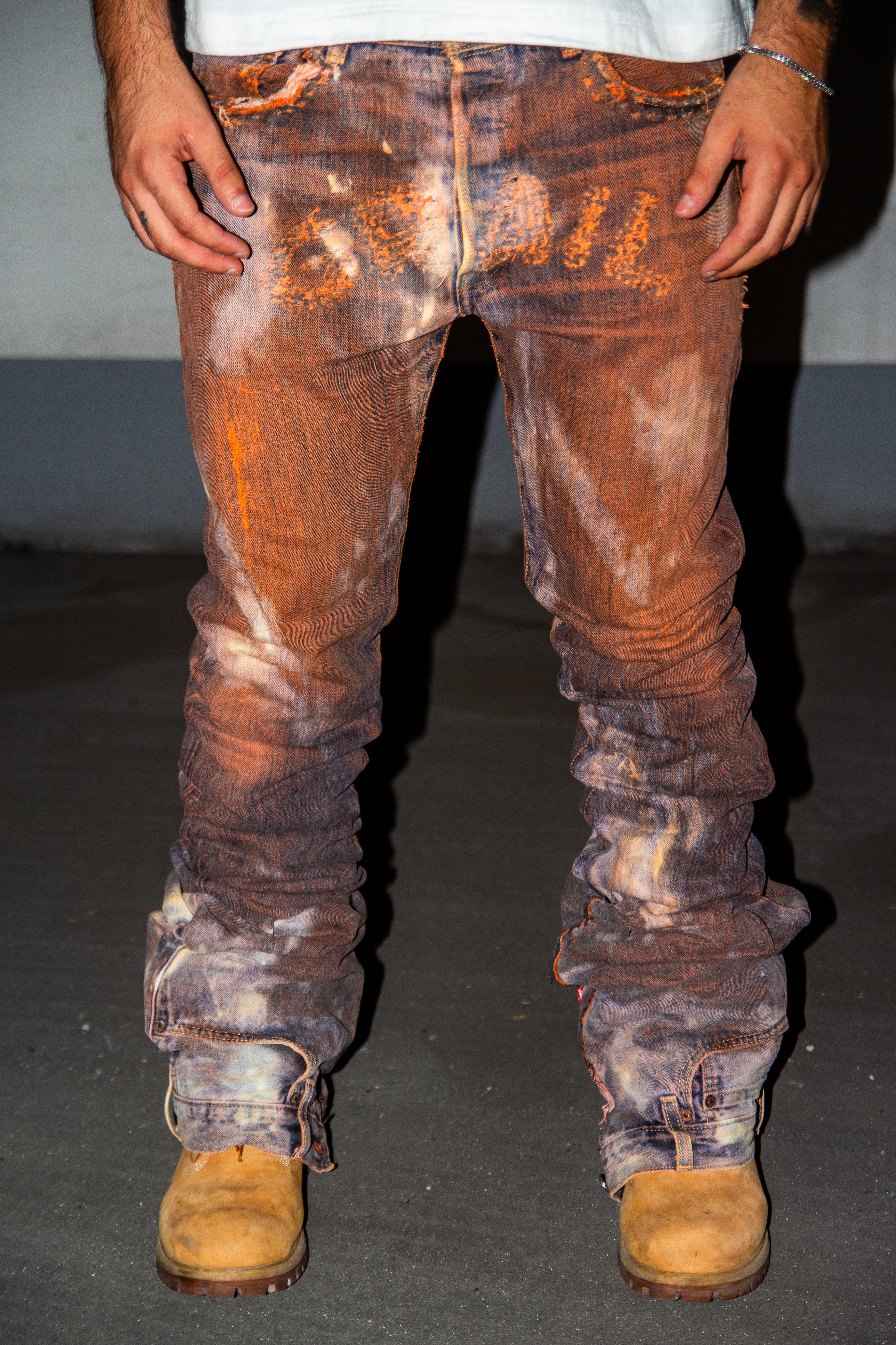 ORANGE WASHED REVERSE DENIM