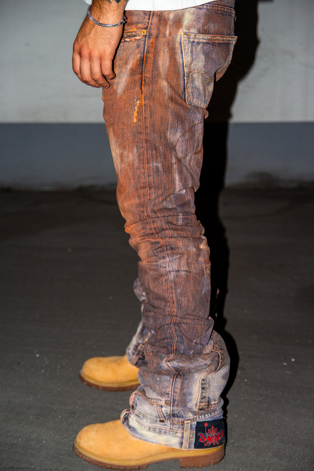 ORANGE WASHED REVERSE DENIM