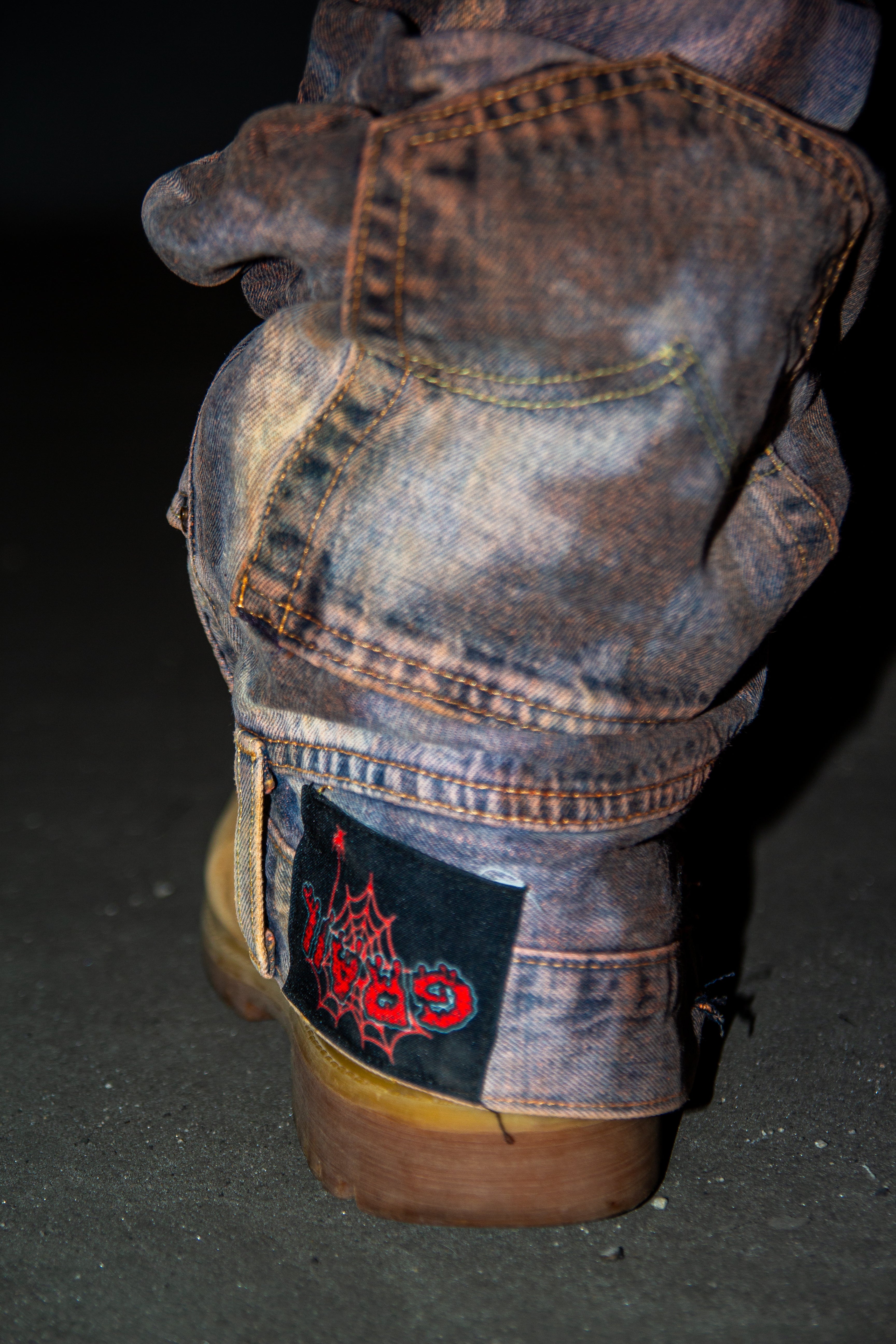 ORANGE WASHED REVERSE DENIM