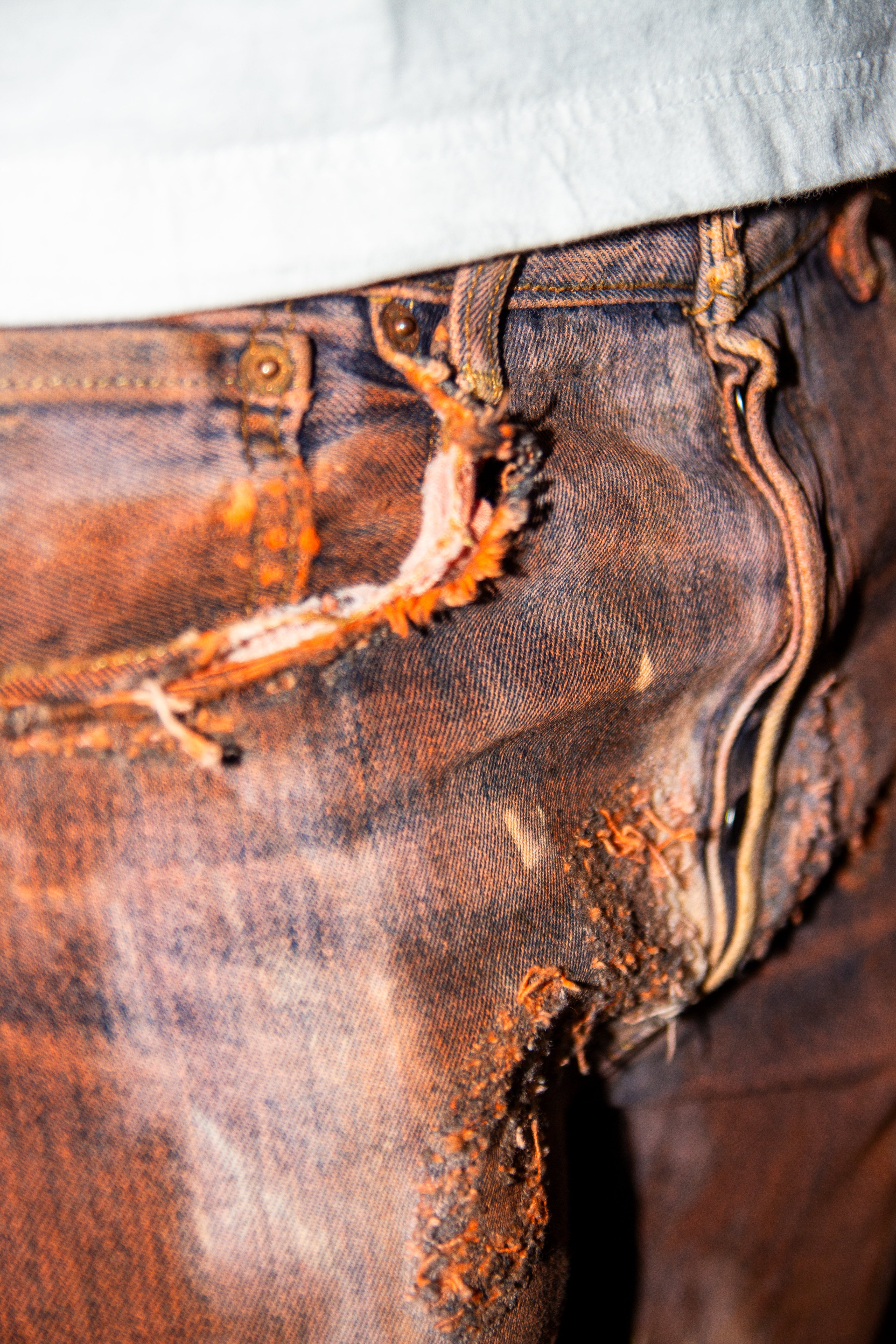 ORANGE WASHED REVERSE DENIM