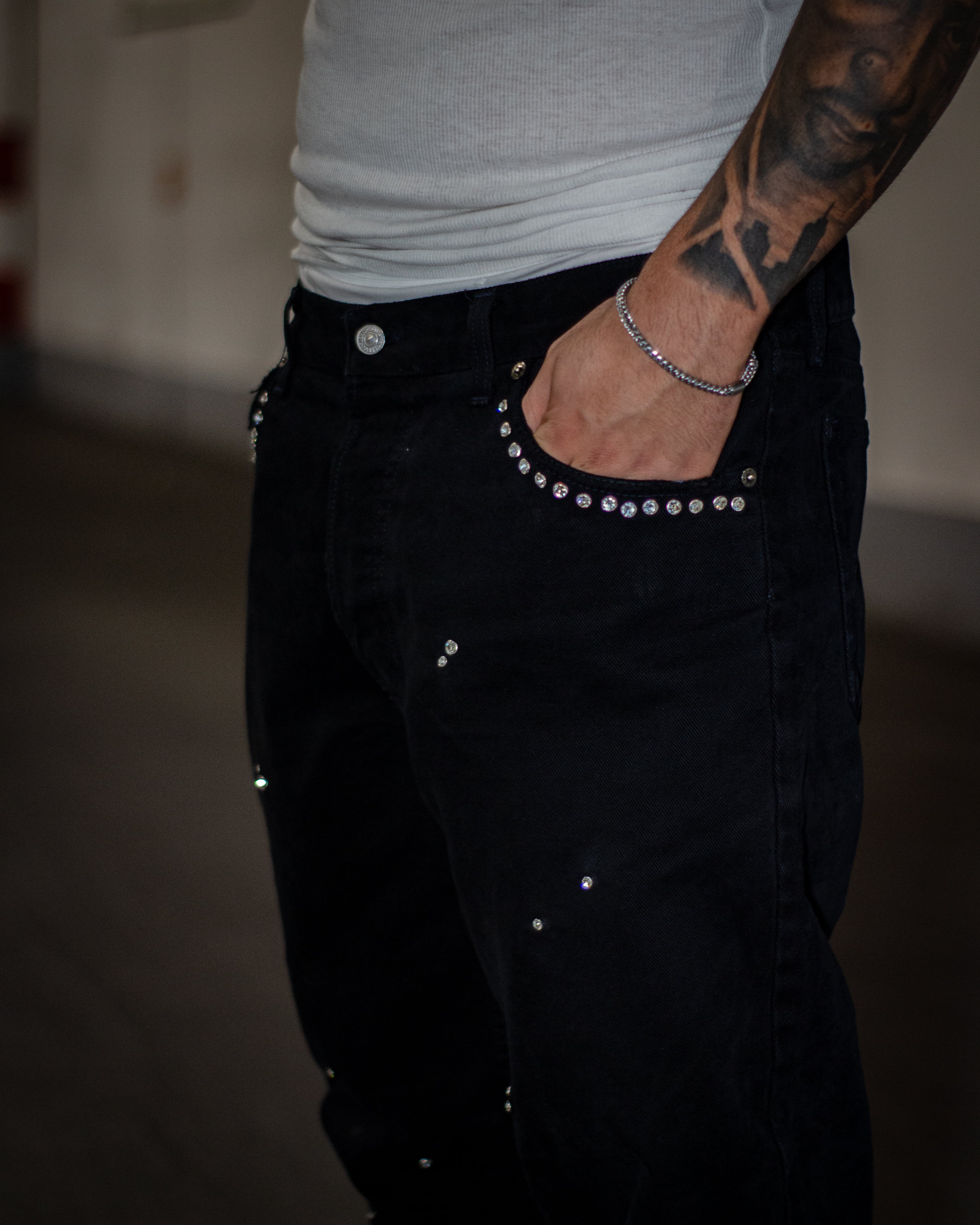 OBSIDIAN BLACK SHINE REVERSE DENIM ( ULTRA FLARED EDITION )