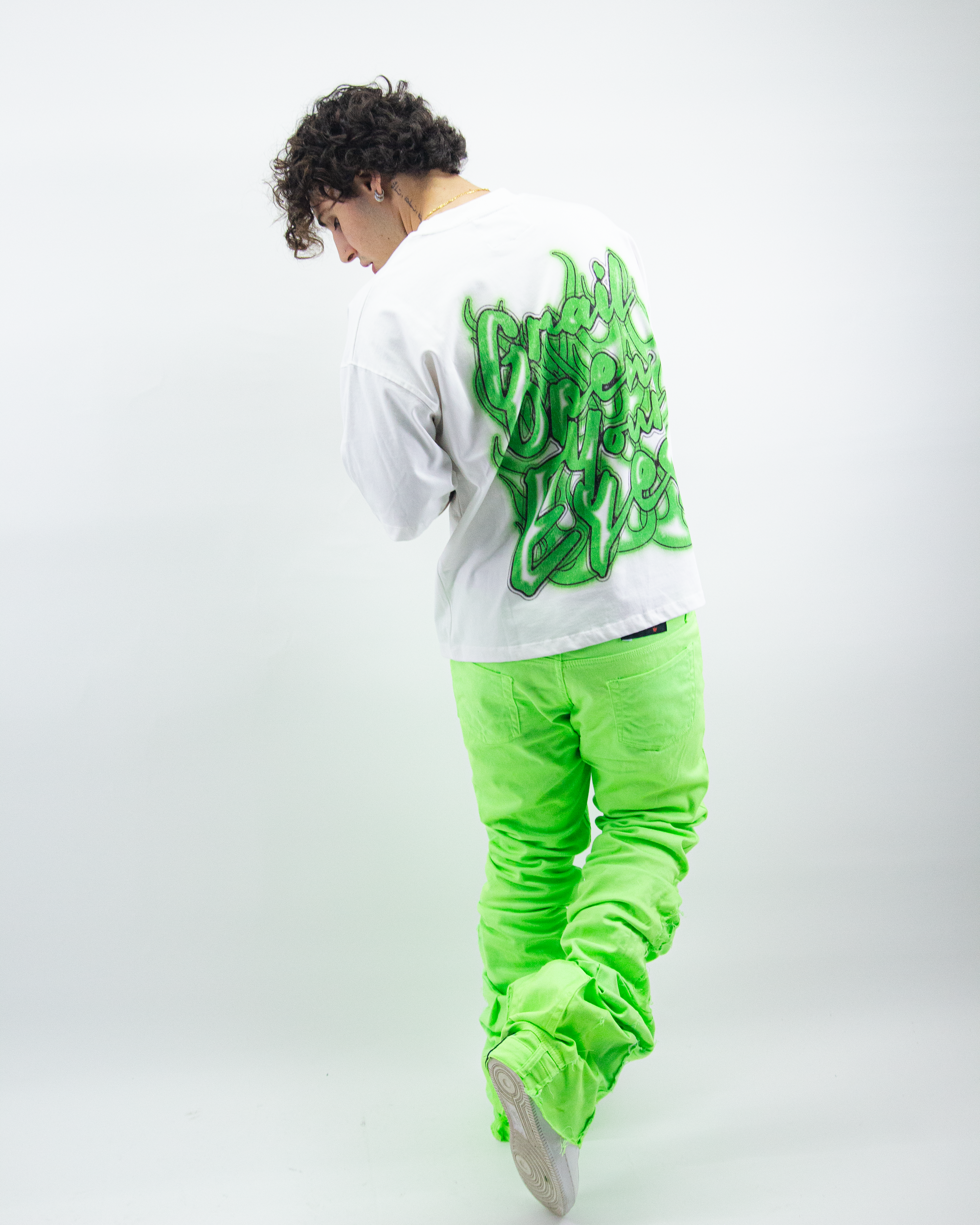 SLIMY GREEN REVERSE DENIM ( ULTRA FLARED EDITION )