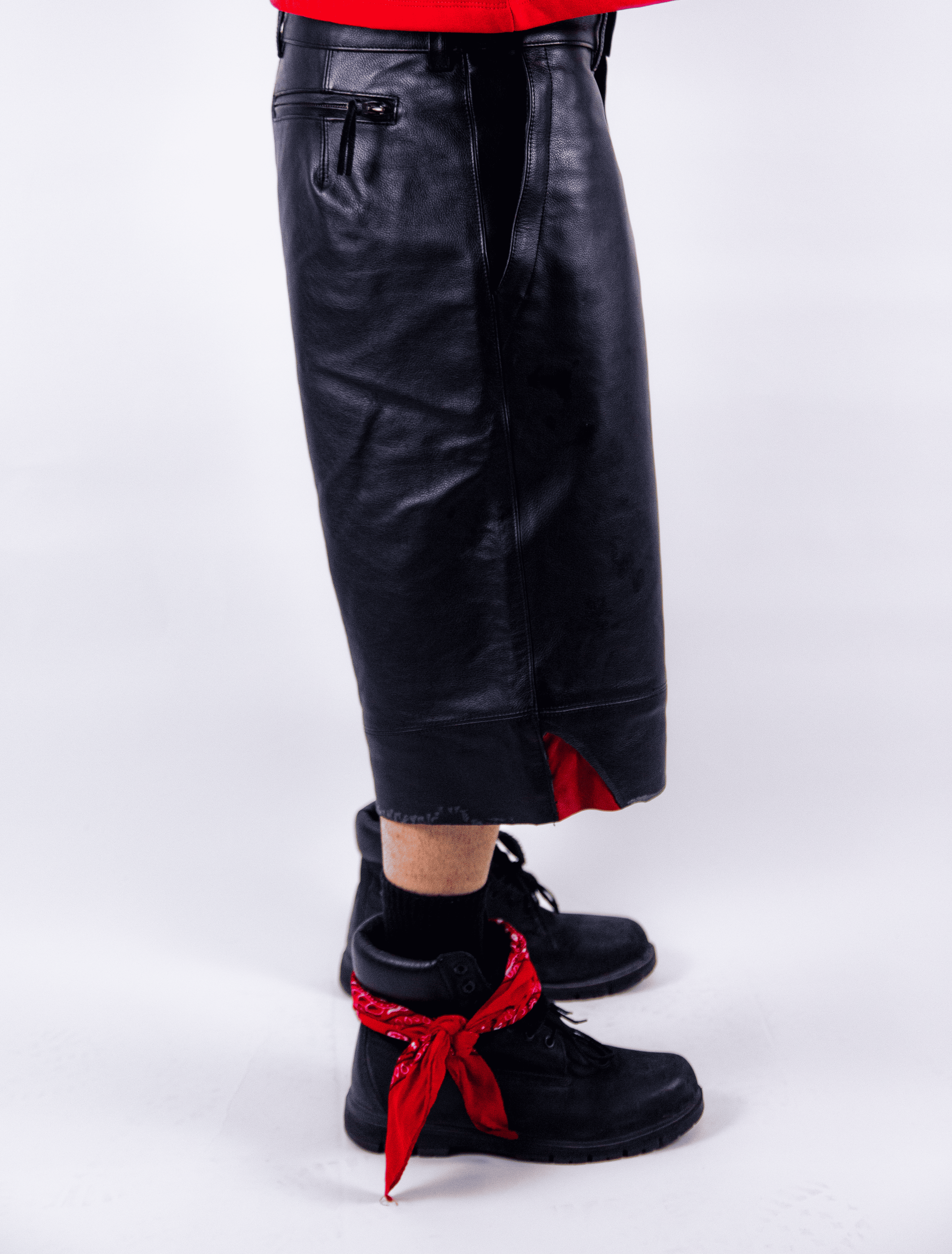 RED VELVET LEATHER SHORTS