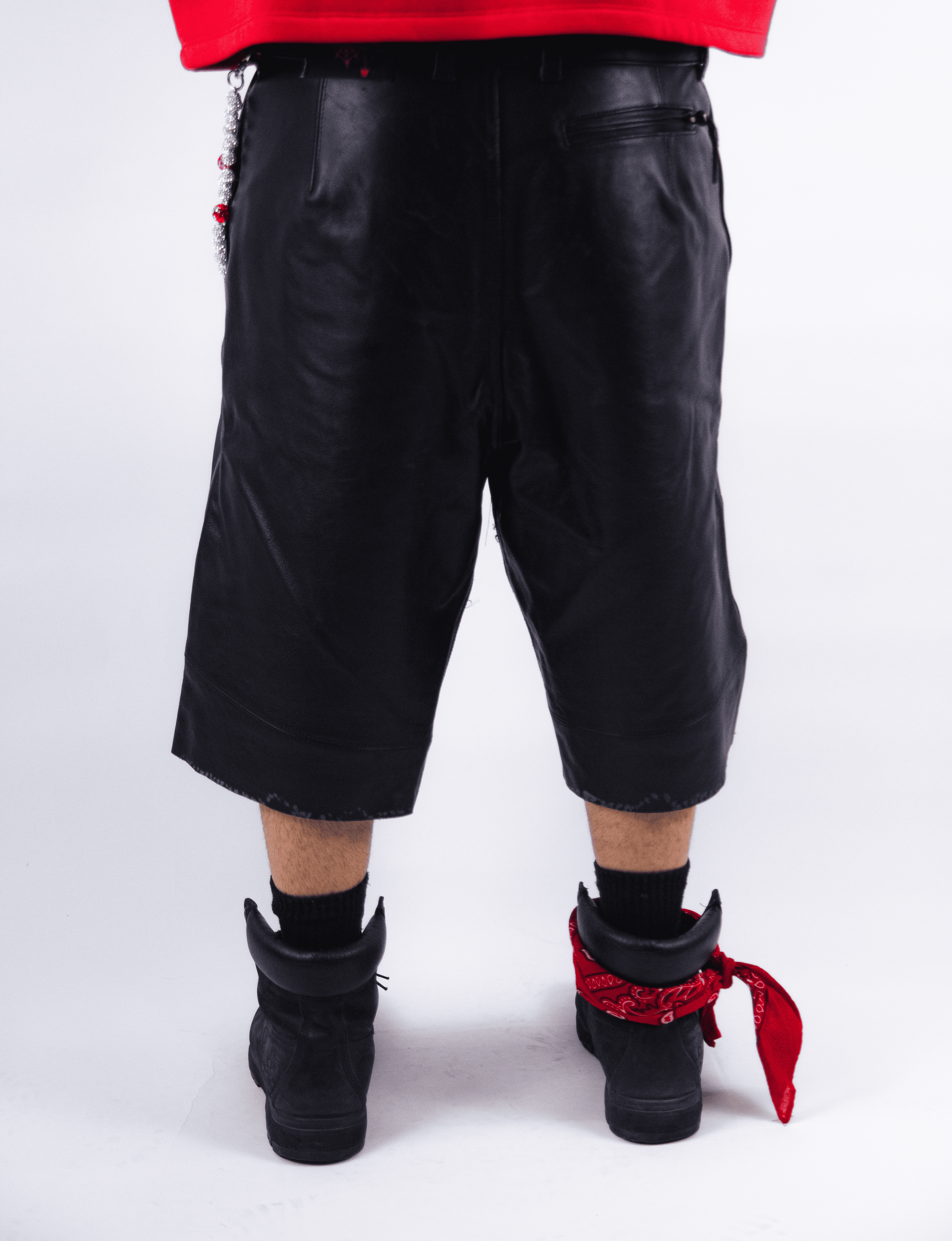 RED VELVET LEATHER SHORTS