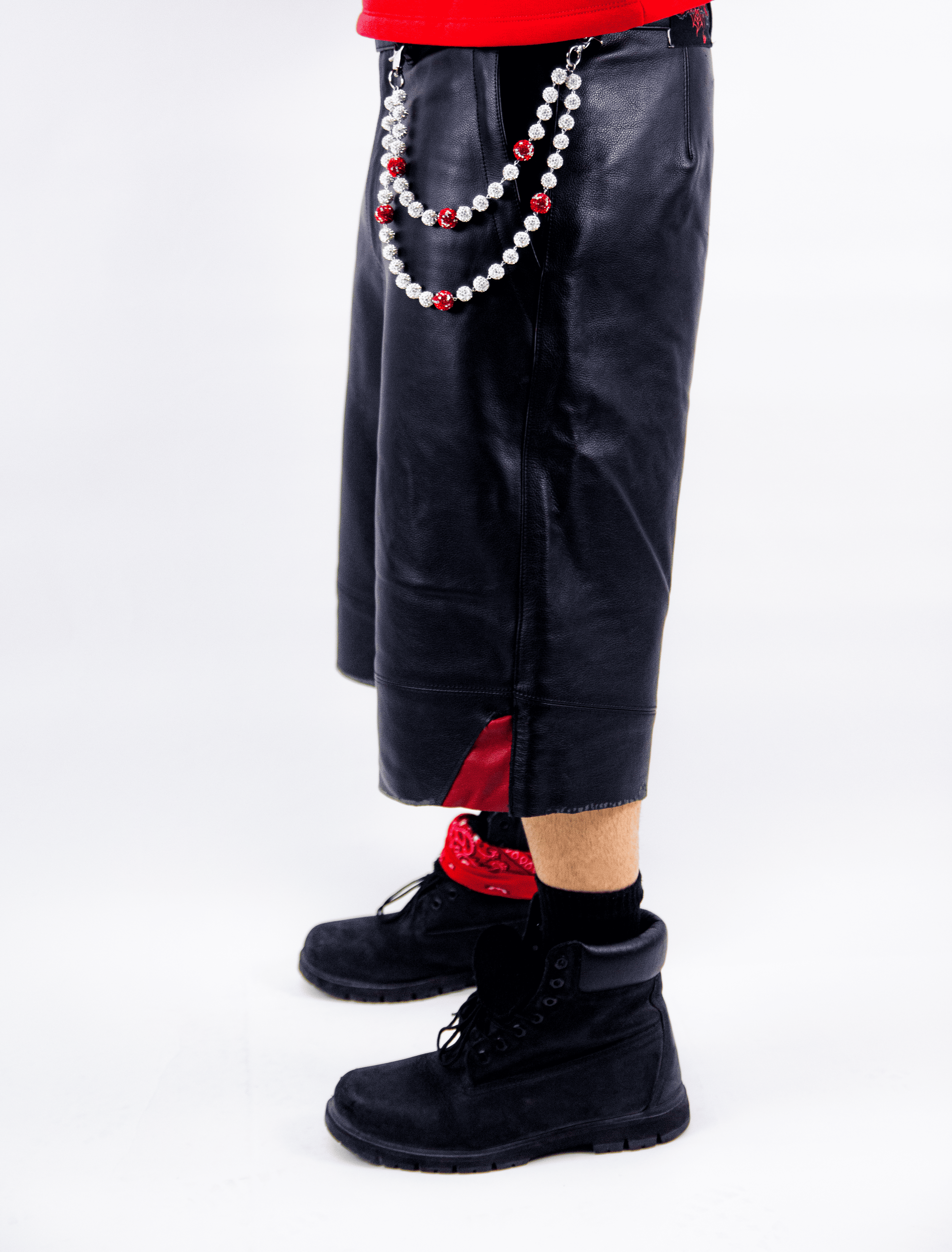 RED VELVET LEATHER SHORTS