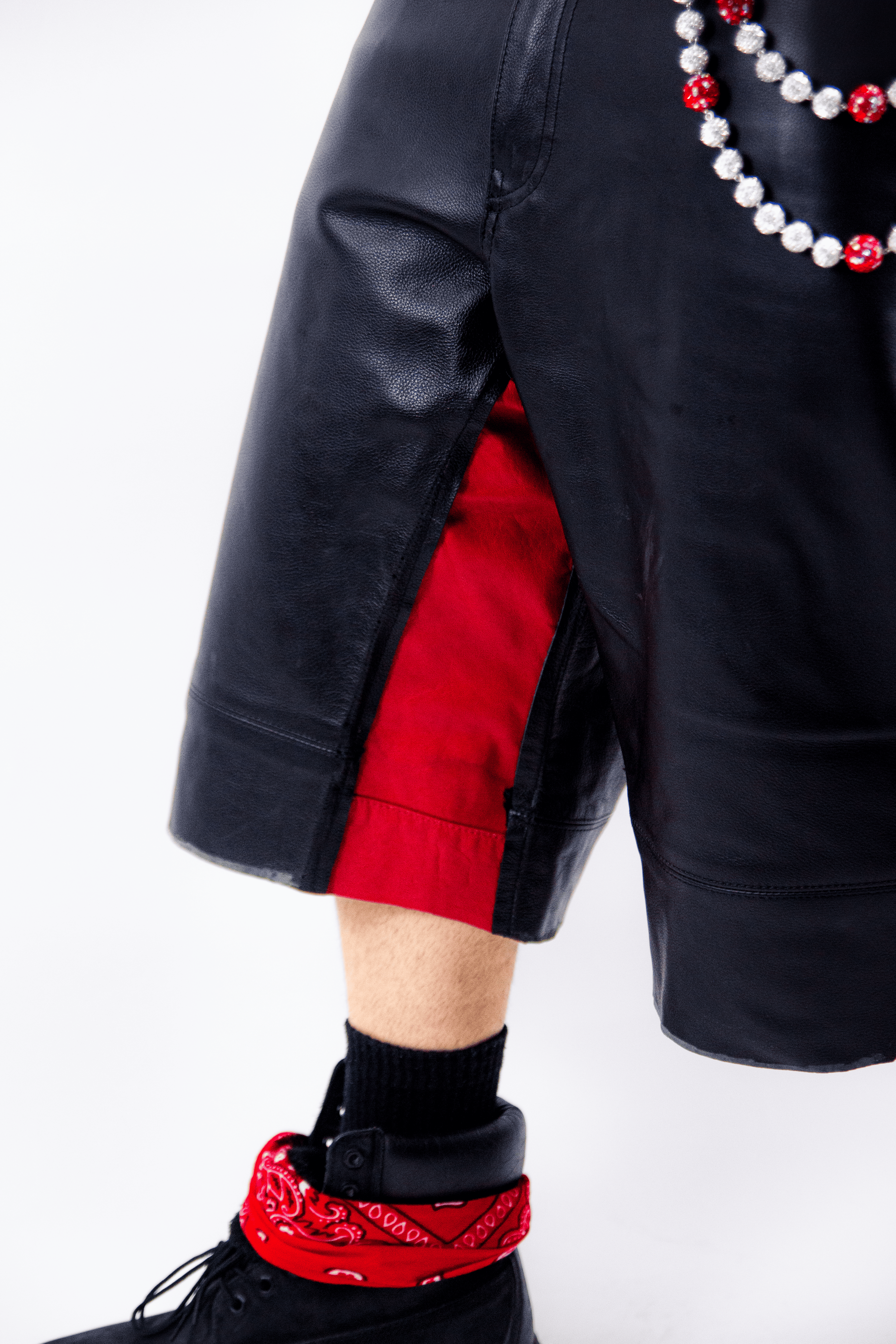 RED VELVET LEATHER SHORTS