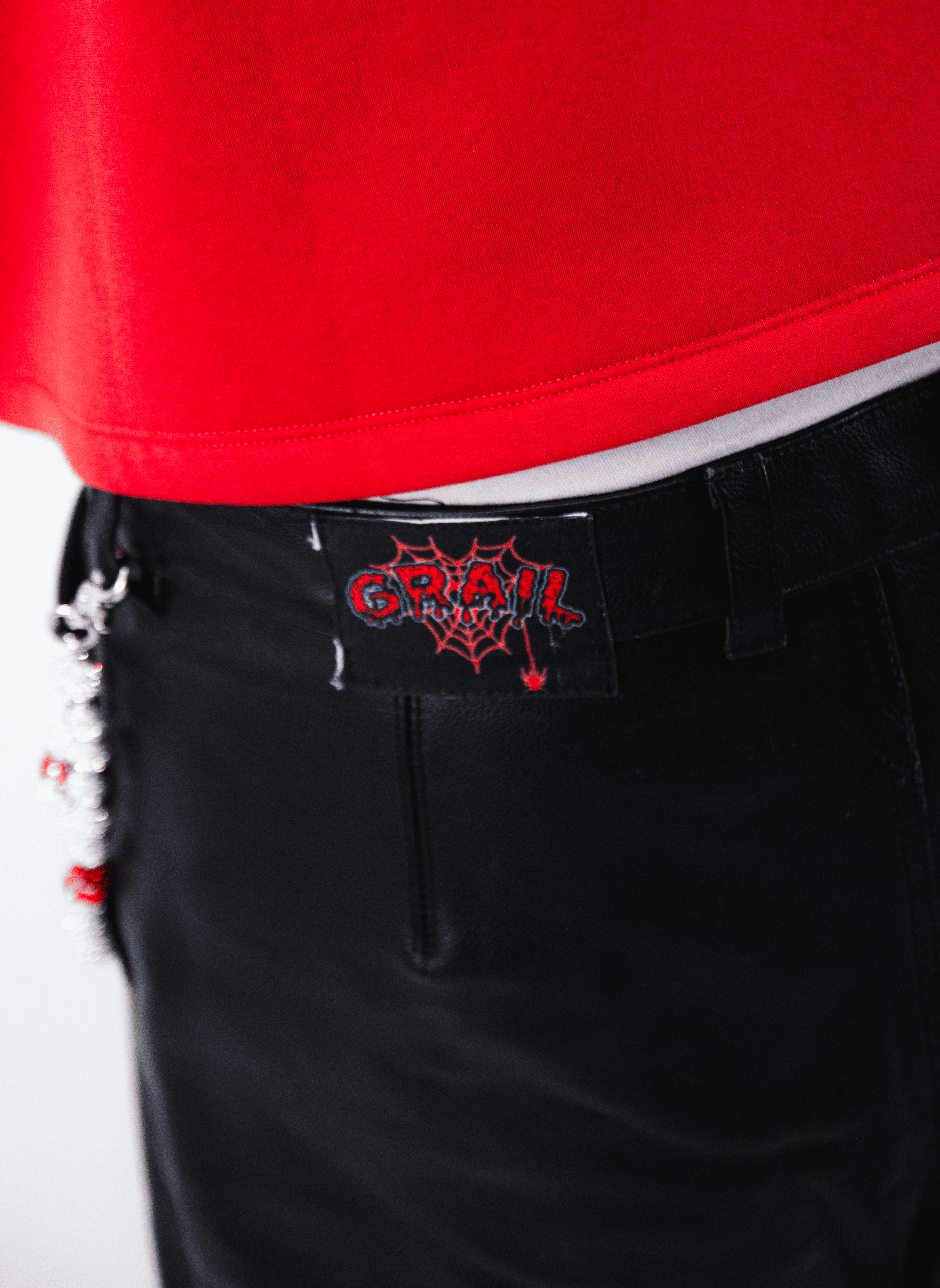 RED VELVET LEATHER SHORTS