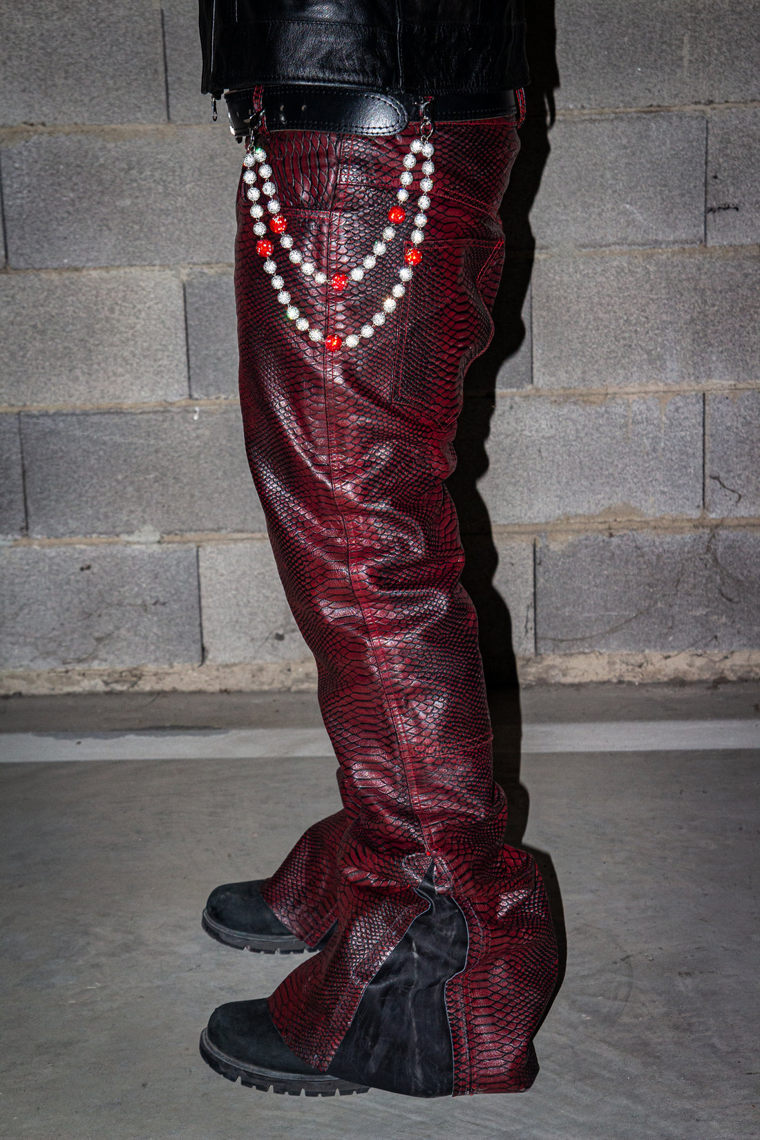 CRIMSON SNAKE REVERSE LEATHER