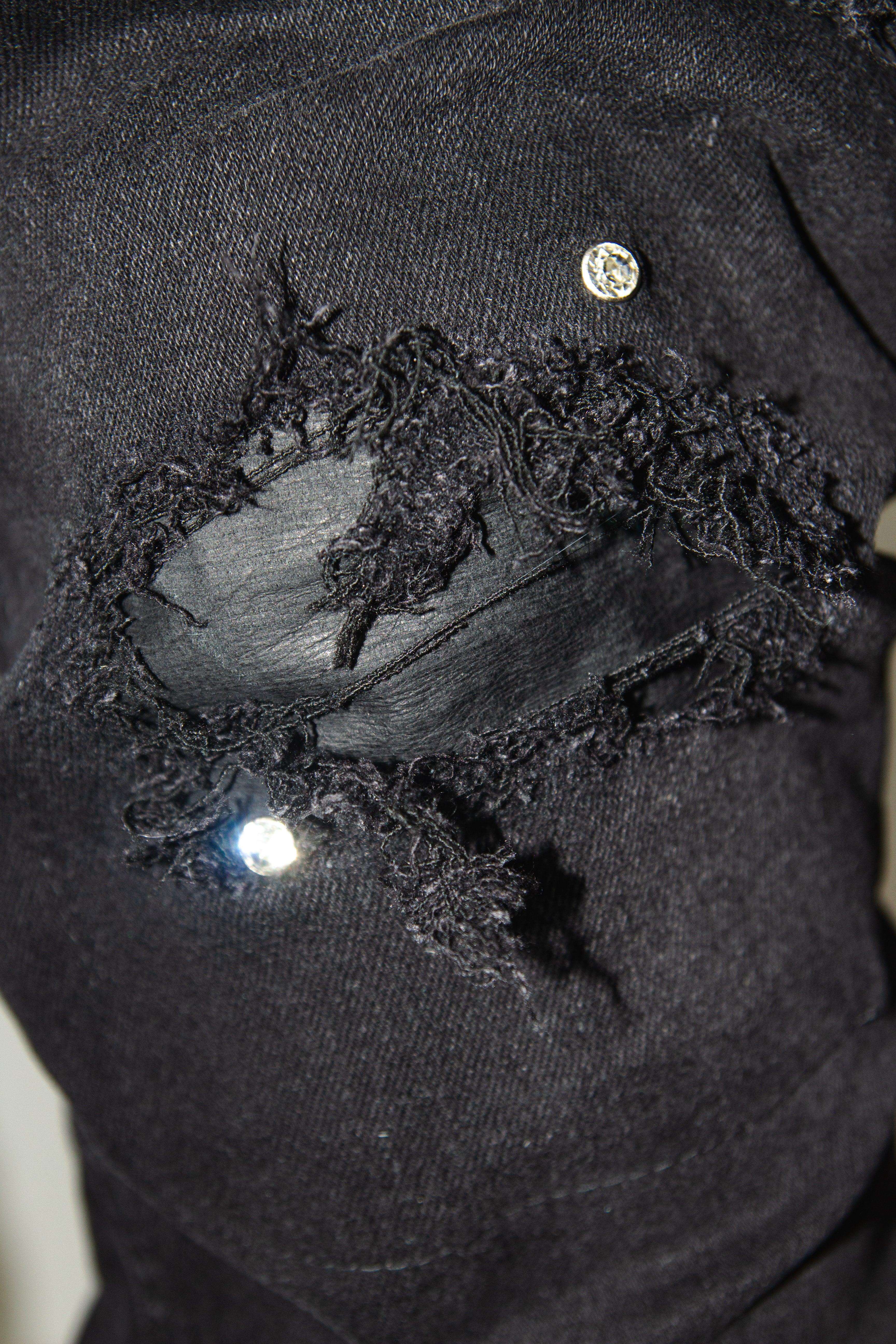 OBSIDIAN BLACK SHINE SKINNY REVERSE DENIM
