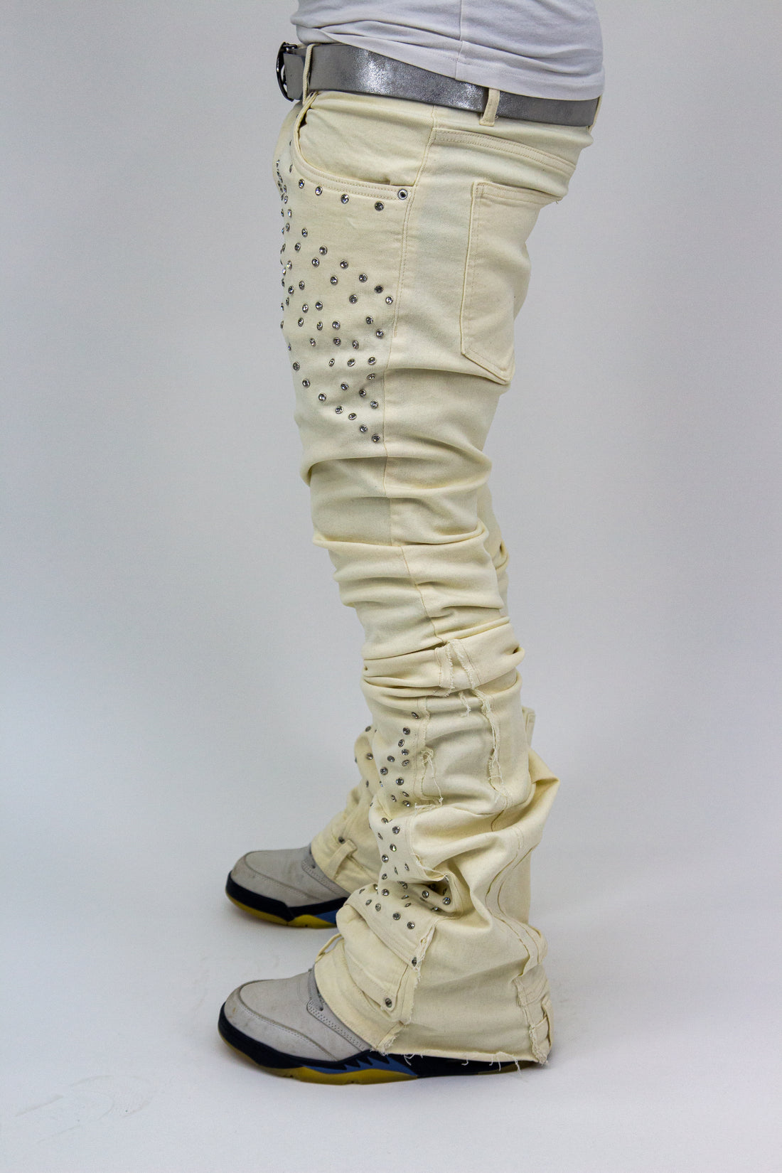 OBSIDIAN CREAM SHINE REVERSE DENIM ( ULTRA FLARED/STACKED EDITION )