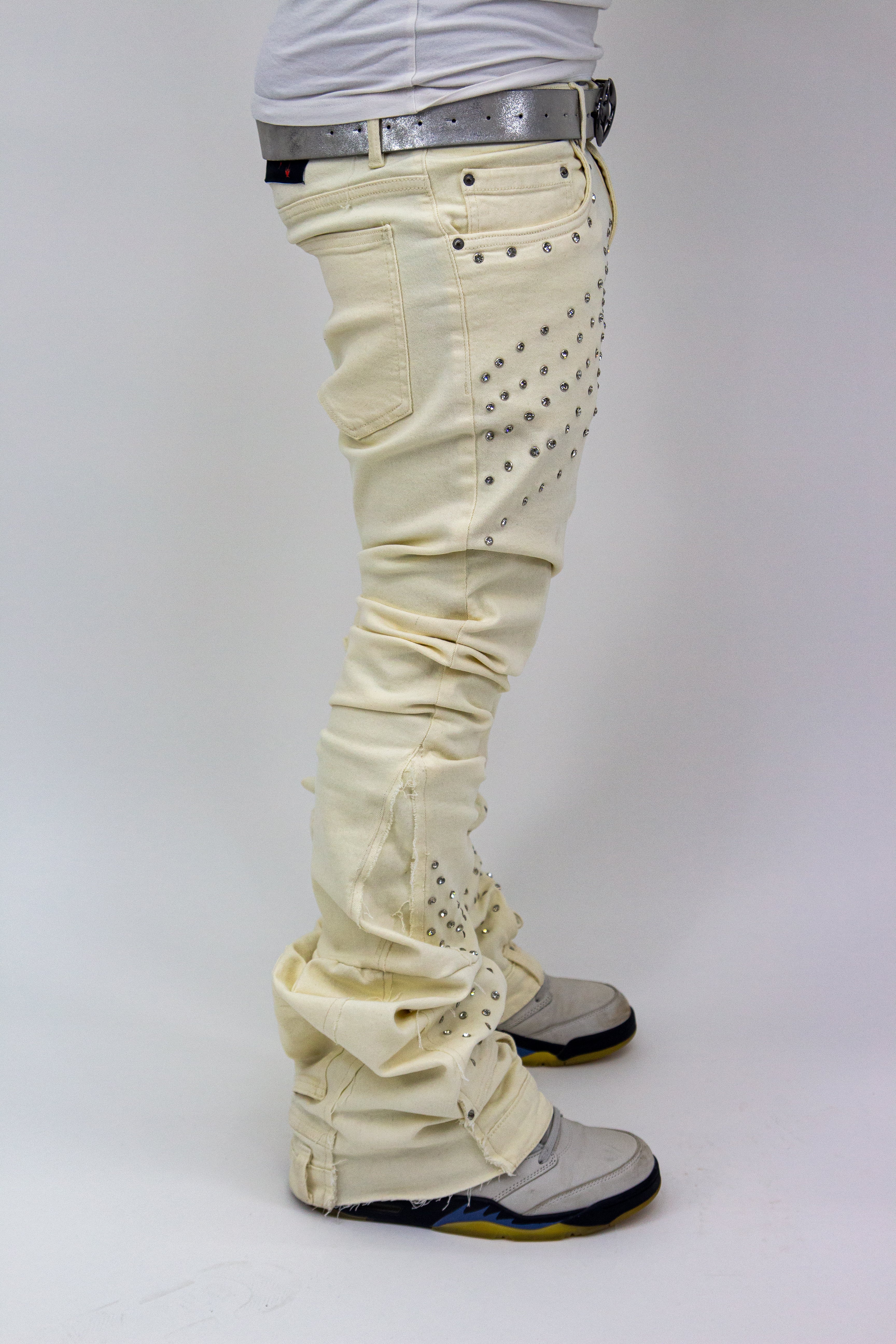 OBSIDIAN CREAM SHINE REVERSE DENIM ( ULTRA FLARED/STACKED EDITION )