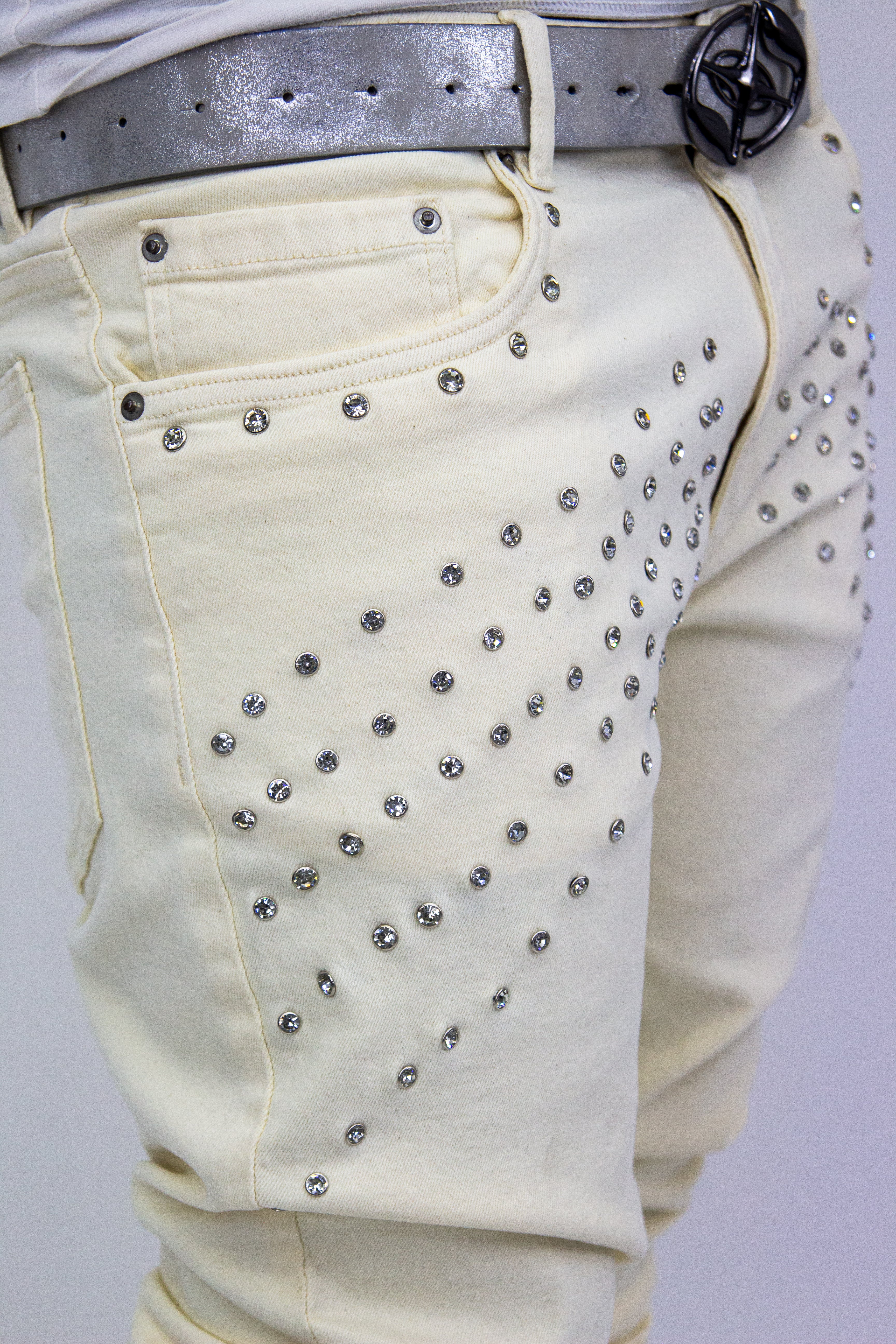 OBSIDIAN CREAM SHINE REVERSE DENIM ( ULTRA FLARED/STACKED EDITION )