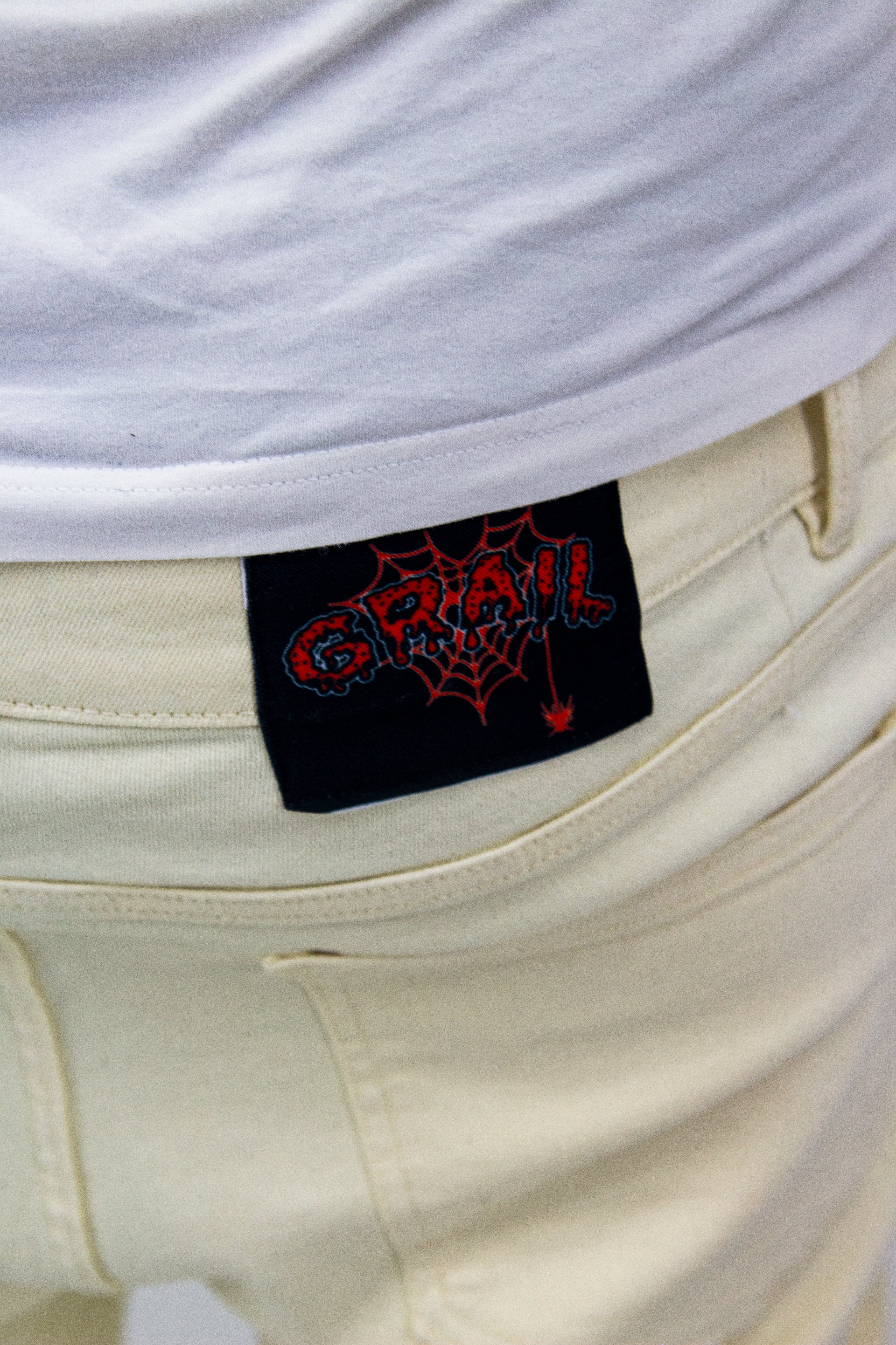 OBSIDIAN CREAM SHINE REVERSE DENIM ( ULTRA FLARED/STACKED EDITION )