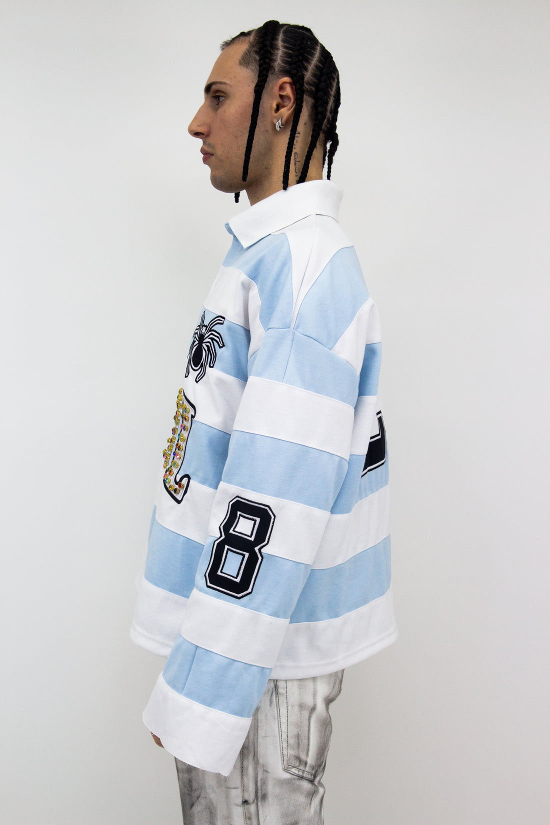 EMBROIDERY GEMS FLARED POLO ( LIGHT BLUE EDITION )