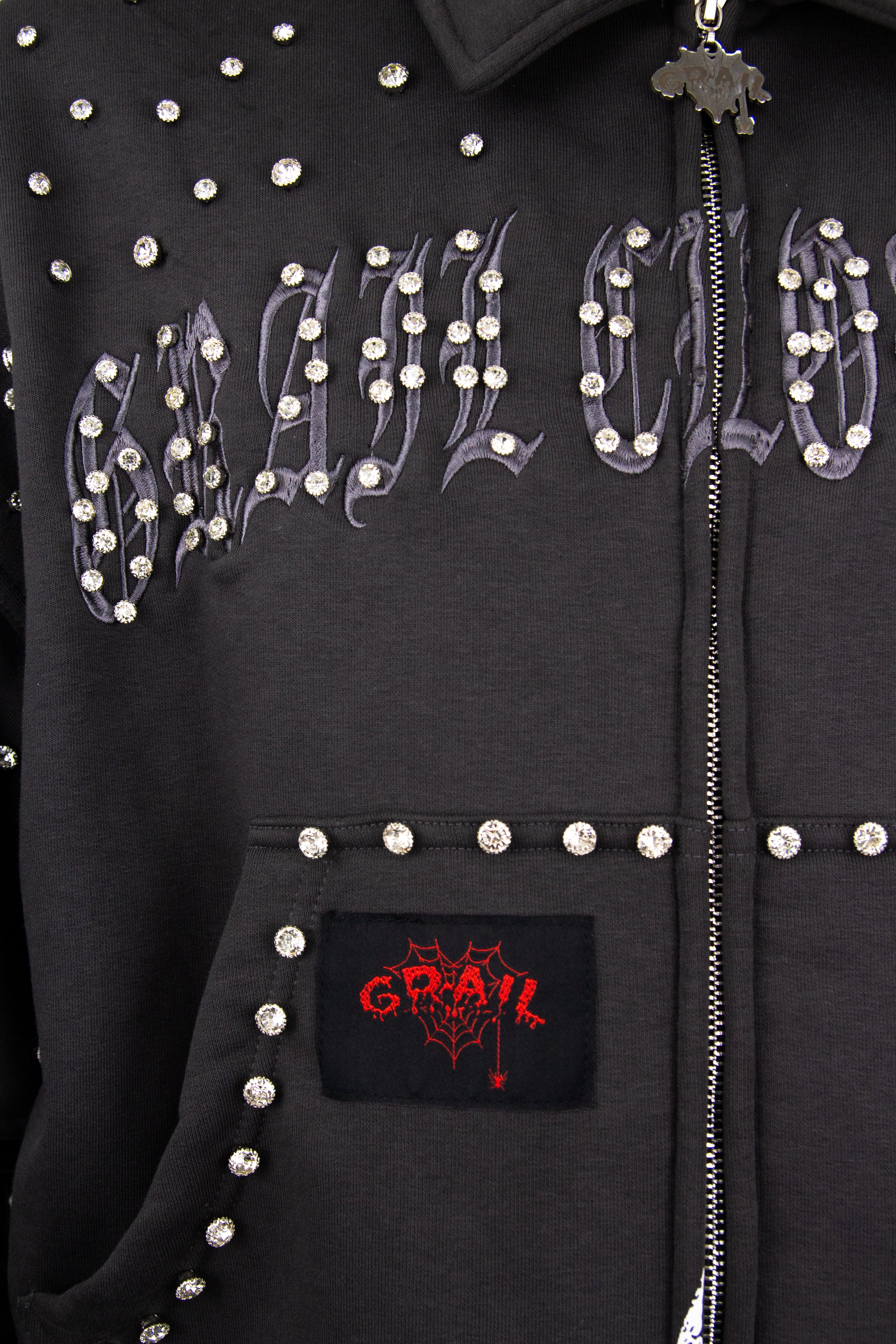 GRAIL BOXY EMBROIDERY SHINE ZIP ( GREY EDITION )