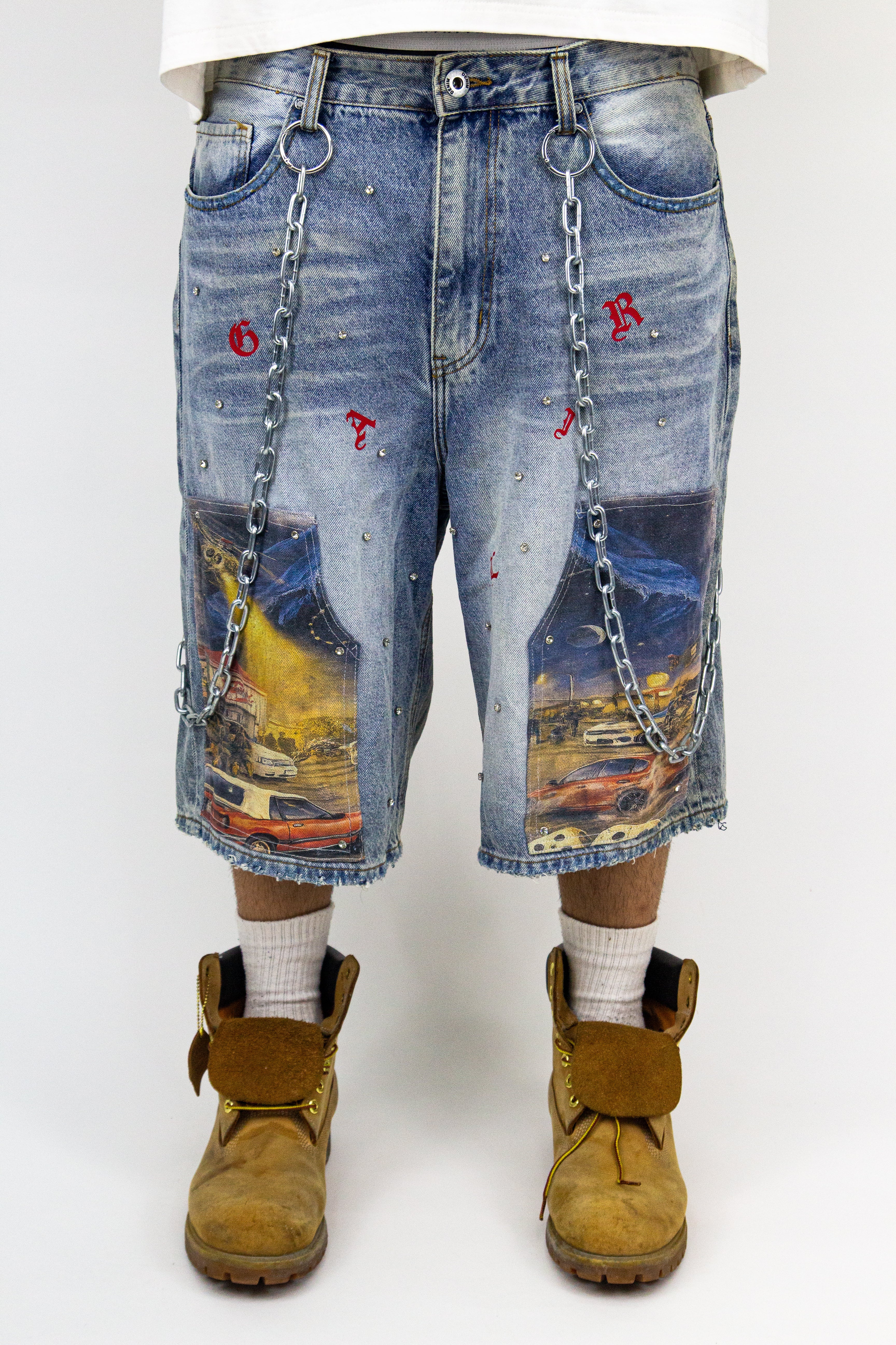 WASHED MIDNIGHT TRAFFIC JORTS
