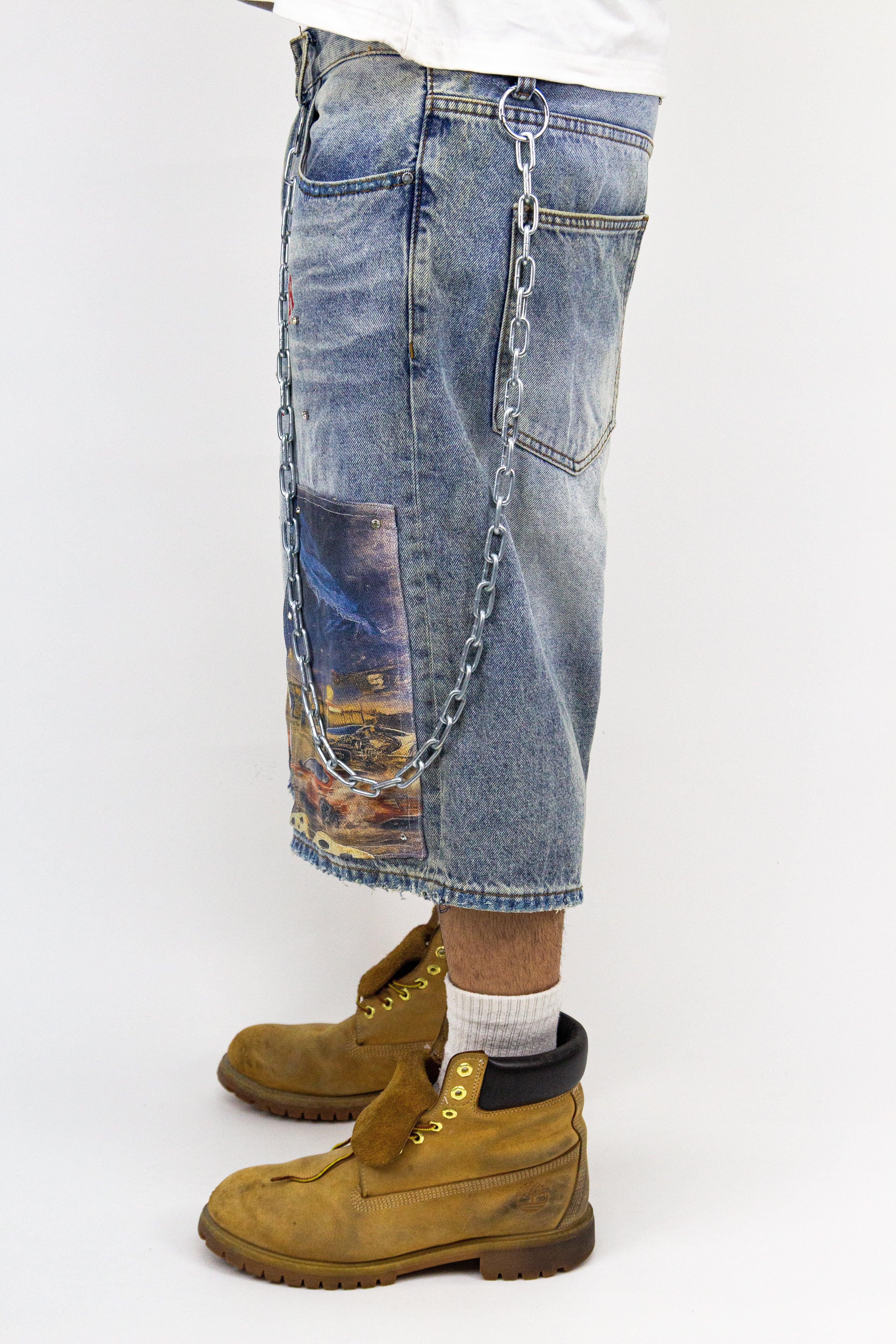 WASHED MIDNIGHT TRAFFIC JORTS