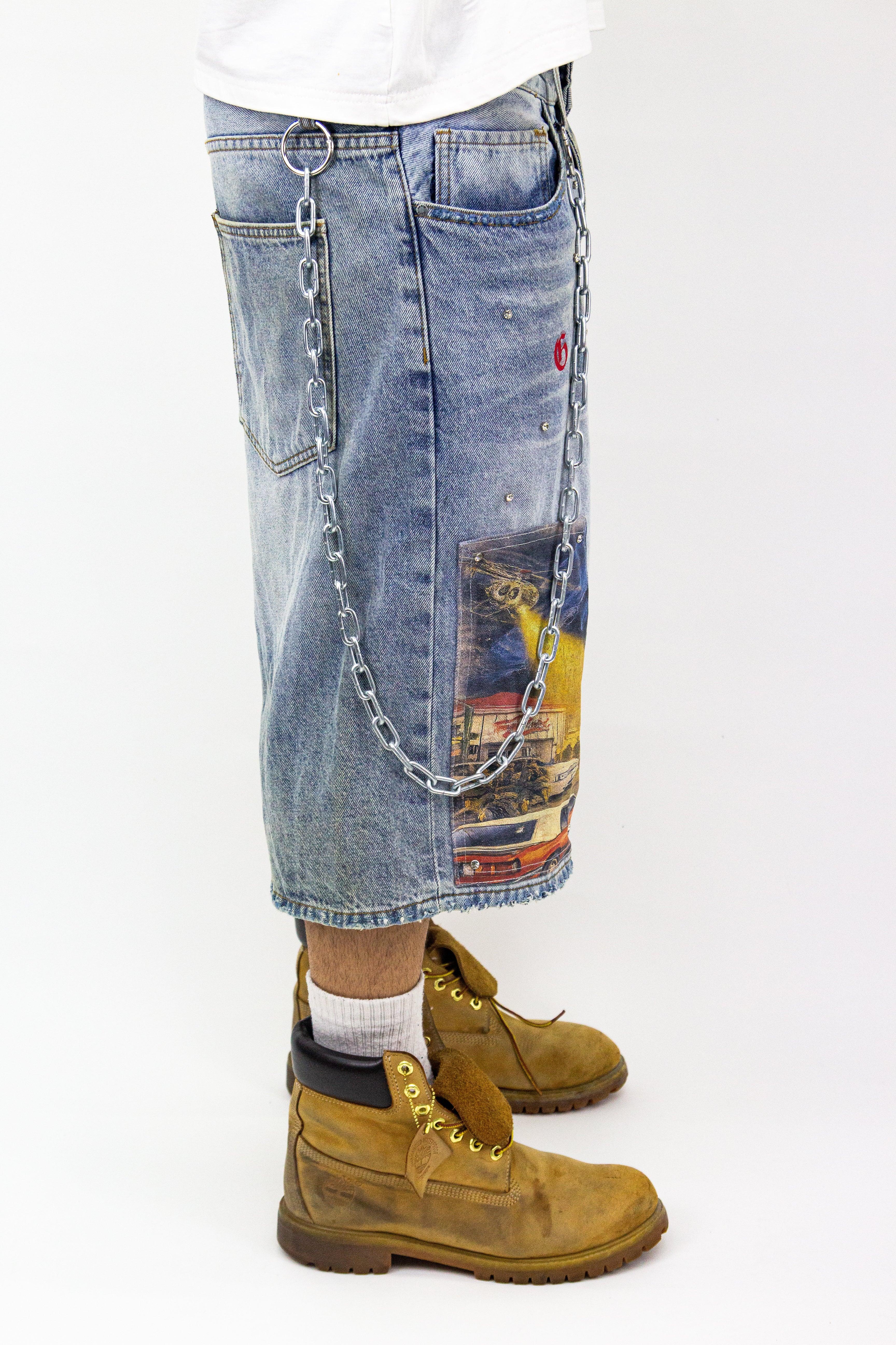 WASHED MIDNIGHT TRAFFIC JORTS