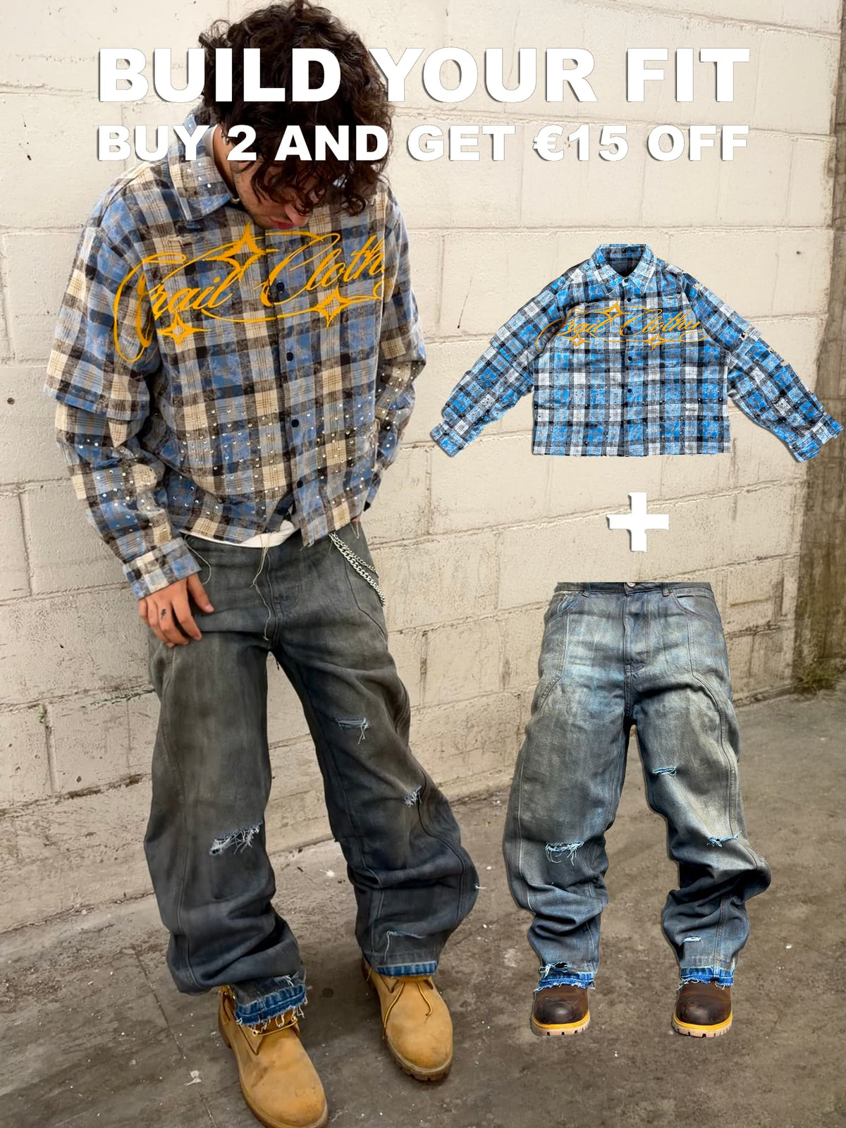 BUILD YOUR FIT - BAGGY DENIM + FLANNEL SHIRT