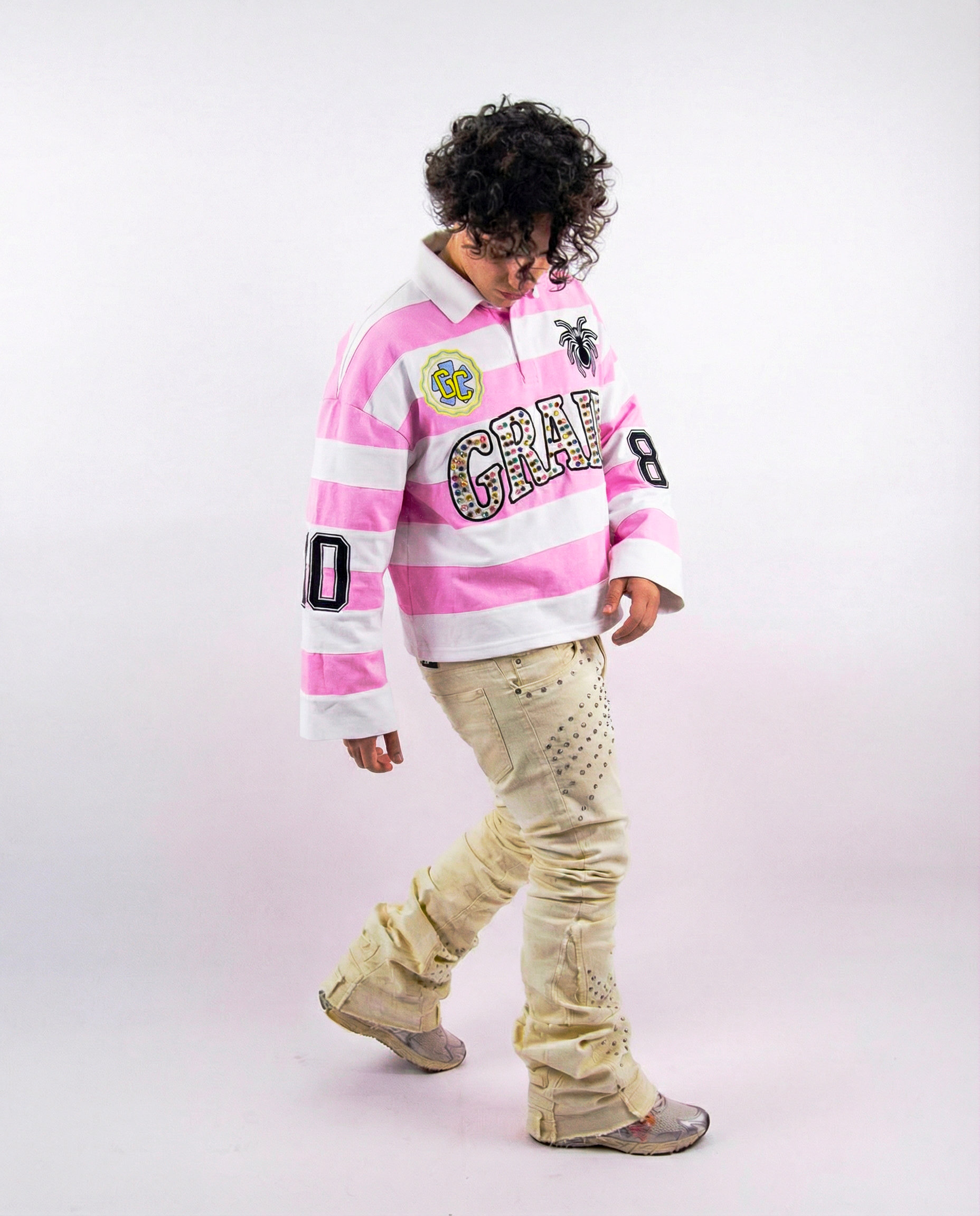 OBSIDIAN CREAM SHINE REVERSE DENIM ( ULTRA FLARED/STACKED EDITION )