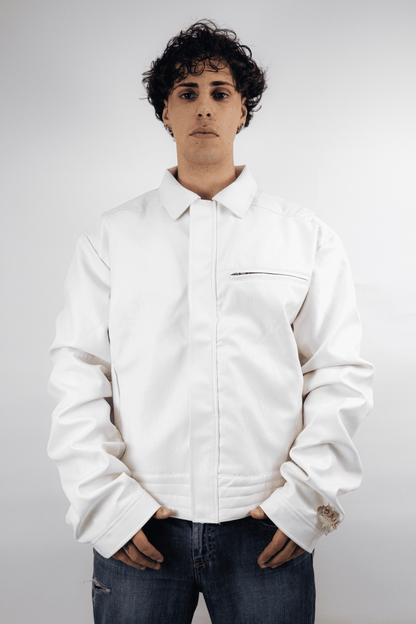 GRAIL FAUX LEATHER PUCKERING JACKET ( WHITE EDITION )