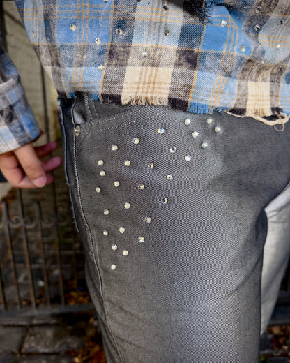 SHINE METAL Y2K FLARED DENIM