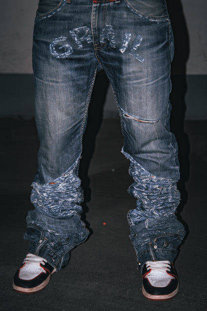 DENIM INVERSÉ BLEU DÉCHIRÉ
