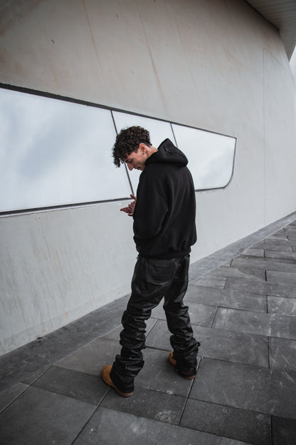 OBSIDIAN BLACK REVERSE LEATHER (BAGGY VERSION)