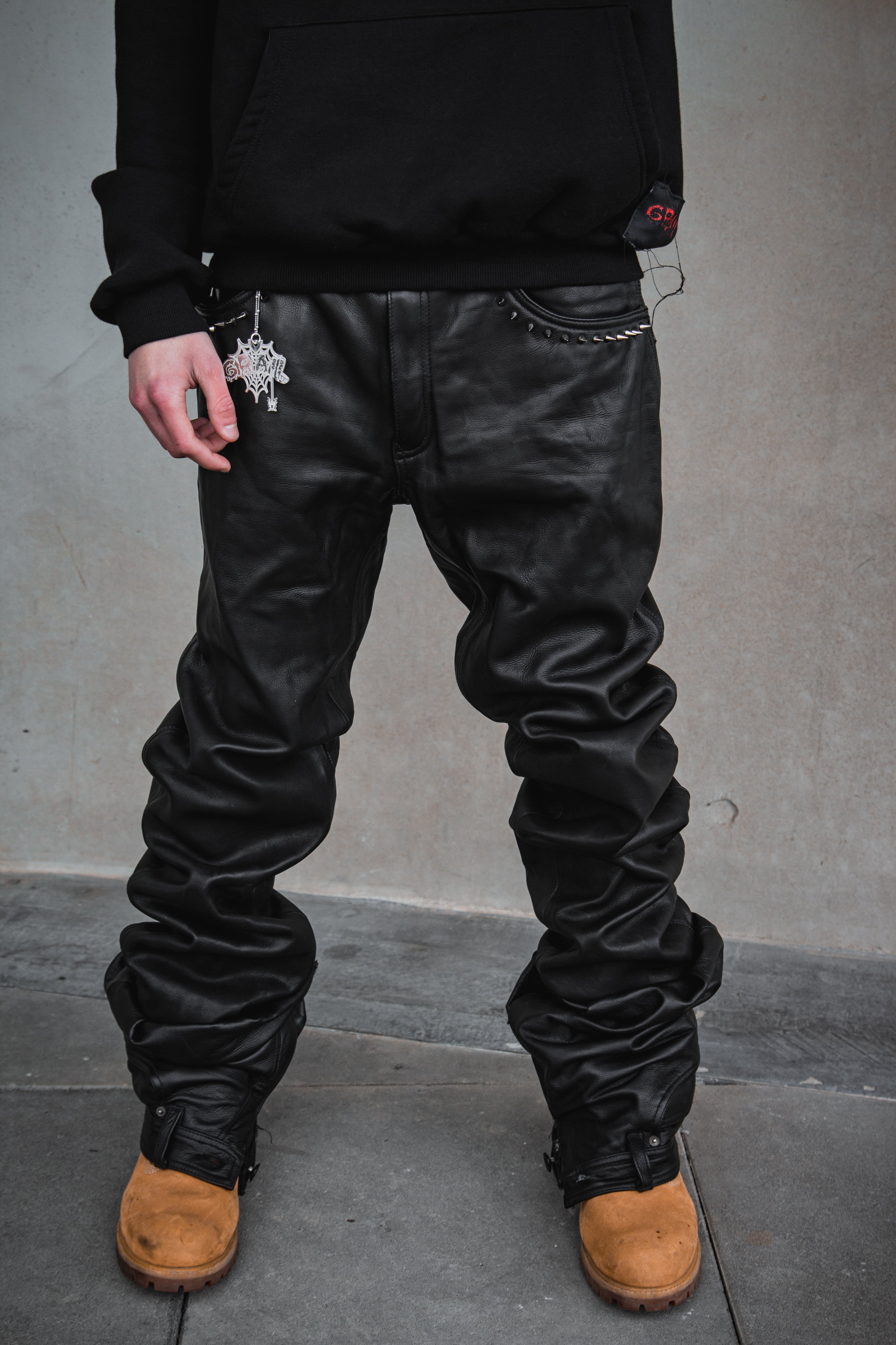 OBSIDIAN BLACK REVERSE LEATHER (BAGGY VERSION)