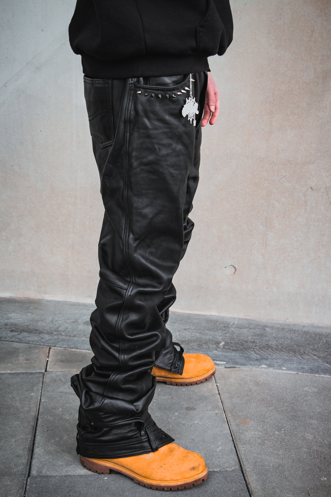 OBSIDIAN BLACK REVERSE LEATHER (BAGGY VERSION)
