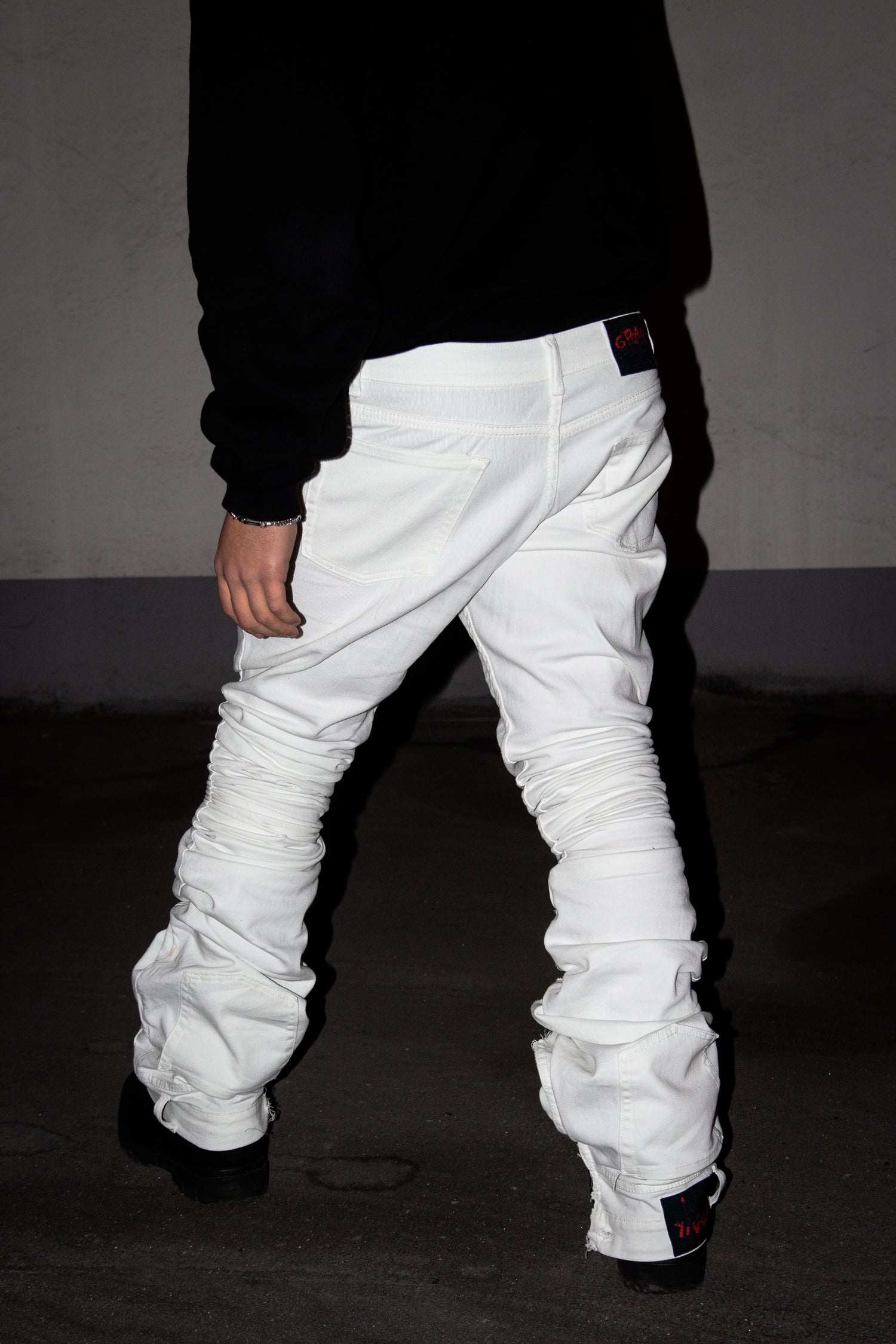 WHITE ULTRA STACKED REVERSE DENIM