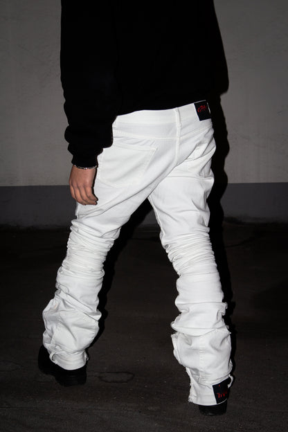 WHITE ULTRA STACKED REVERSE DENIM