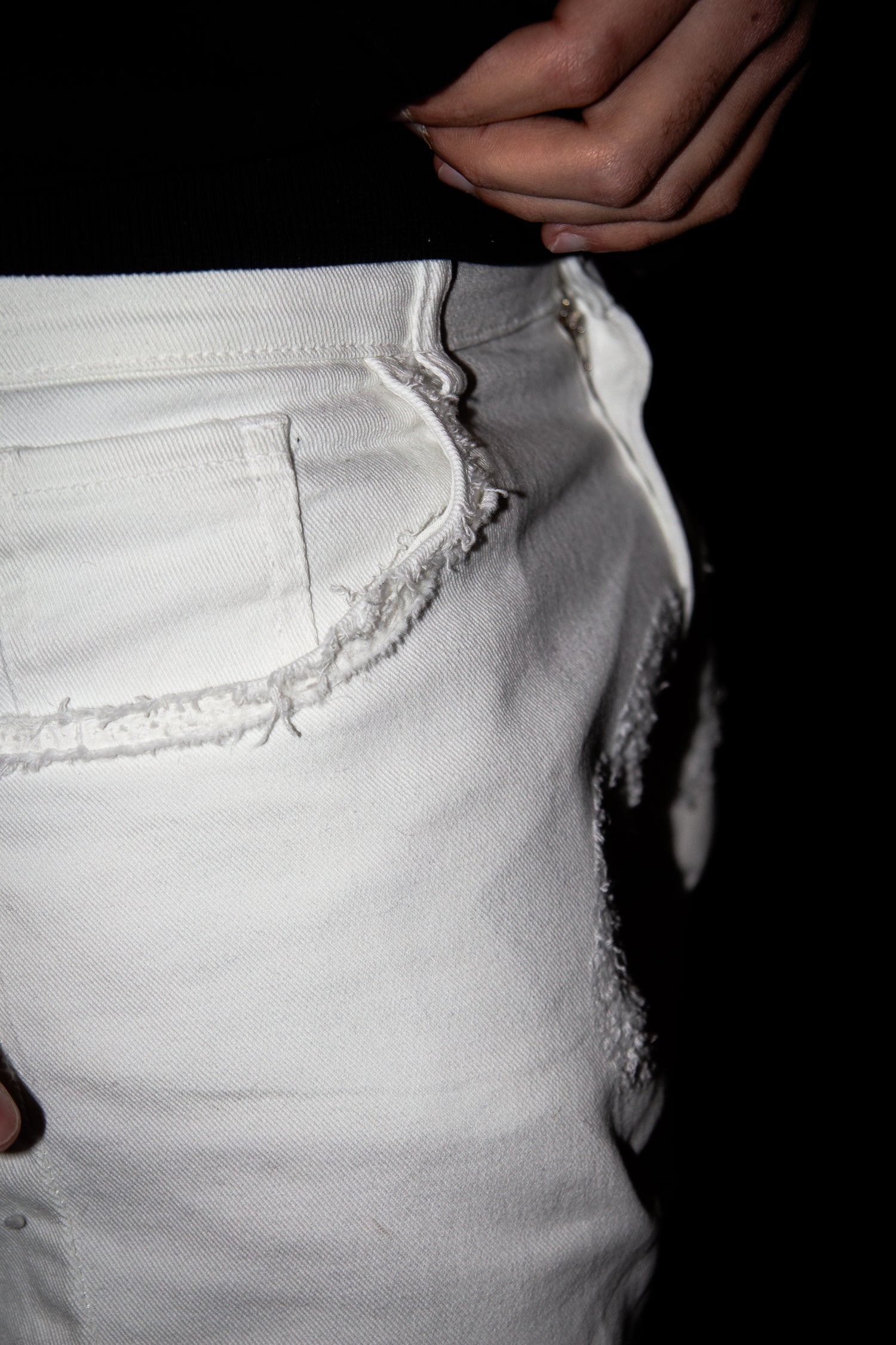 WHITE ULTRA STACKED REVERSE DENIM